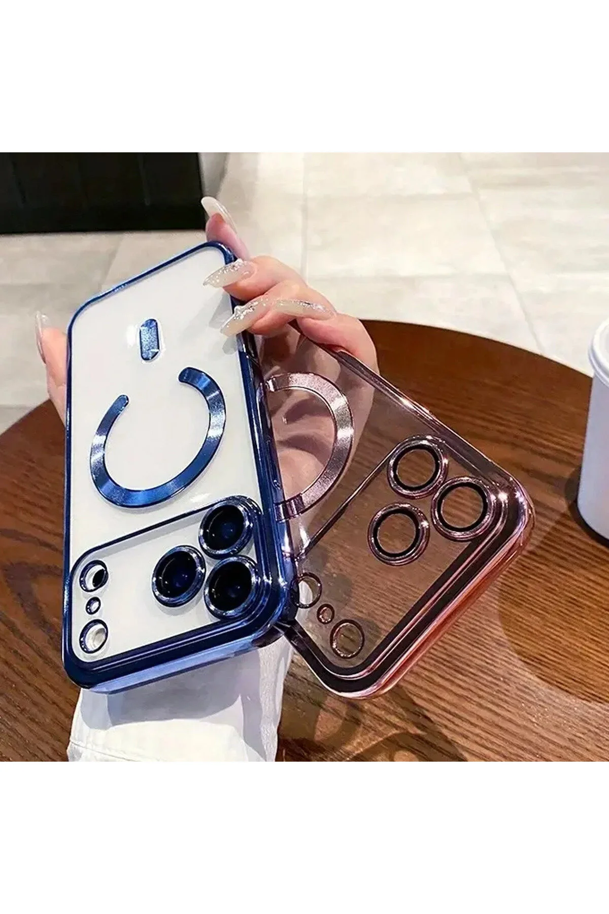 کاور و قاب محافظ لنز دوربین آیفون 17 پرو شارژ MAGSAFE نرم رنگی شفاف Fibaks
