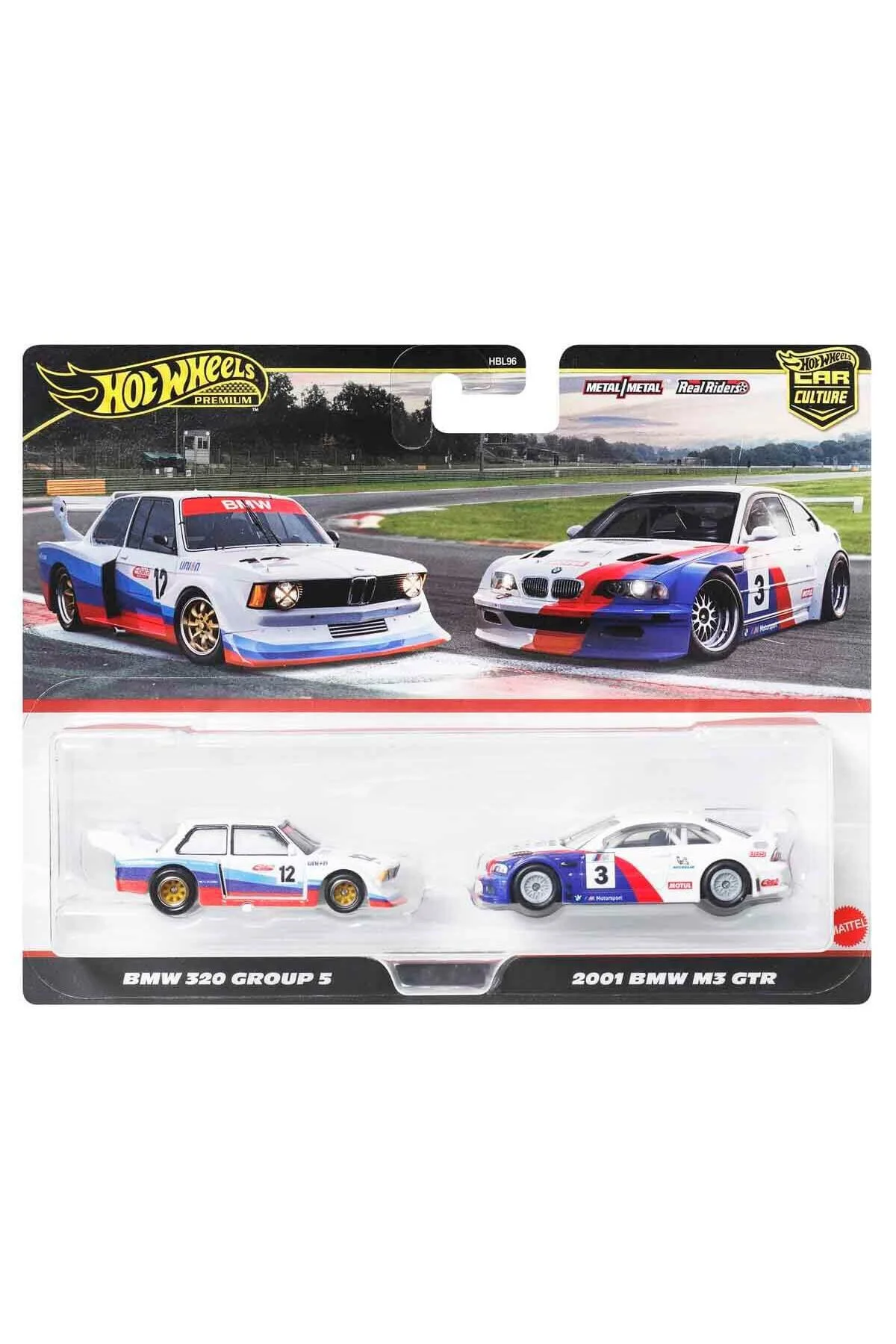 ماشین اسباب بازی 1:64 HOT WHEELS PREMIUM CAR CULTURE 2 PACK BMW 320 GROUP 5 & 2001 M3 GTR HBL96 JBK99 از ترکیه HOT WHEELS