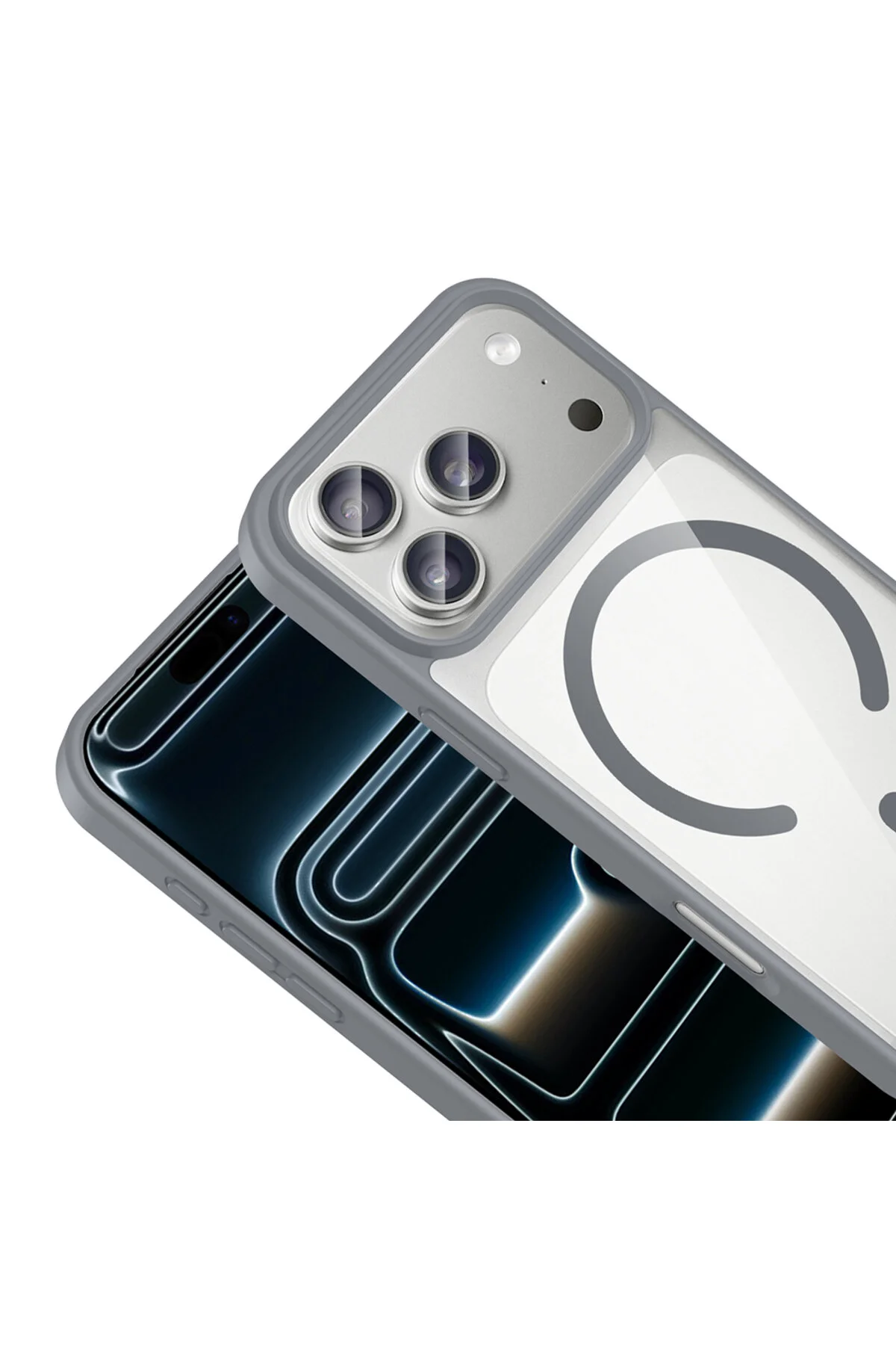 کاور و قاب IPHONE 17 PRO MAX CASE M SAFE شارژ بی‌سیم دارای پوشش سیلیکونی EGE خاکستری Sionel