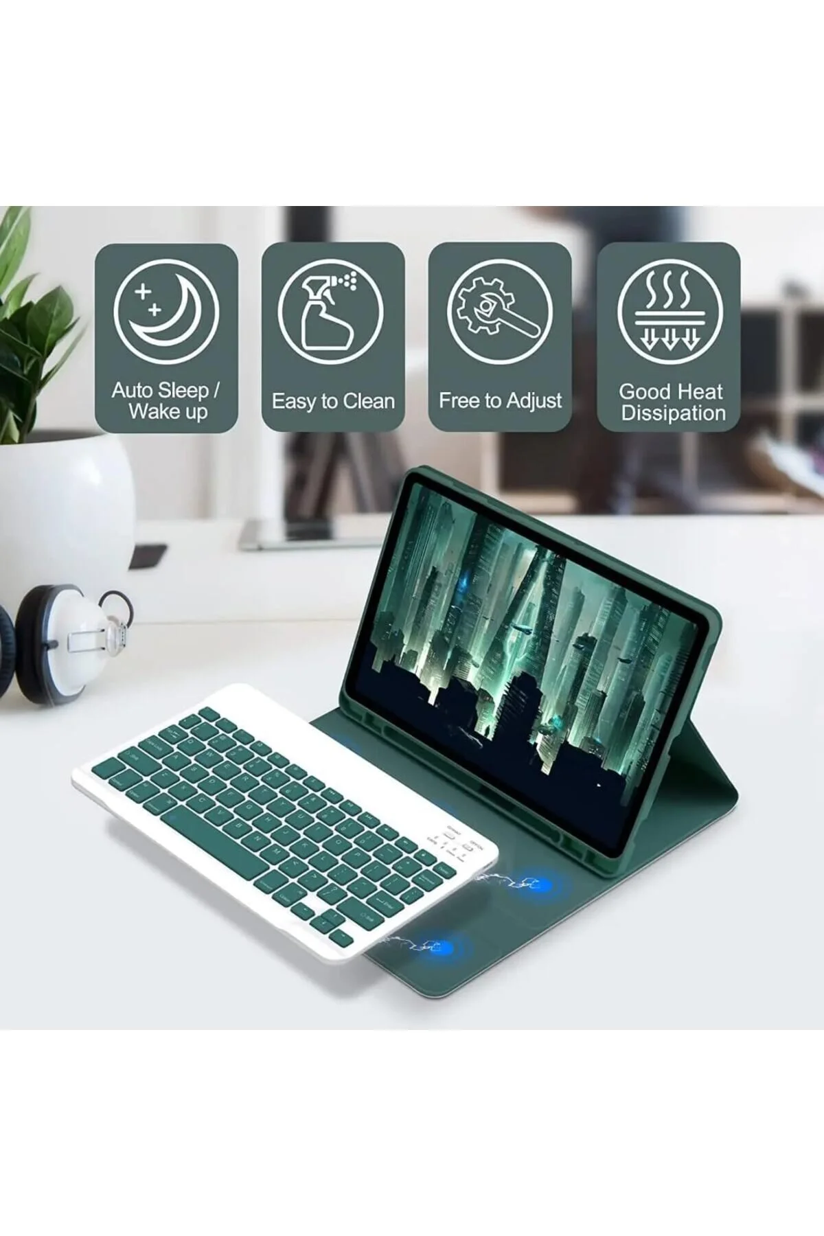 کاور تبلت قاب کیبورد ترکی Q با پوشش بلوتوث سازگار SAMSUNG GALAXY TAB S9 FE PLUS 12.4 اینچی EHZ TEKNOLOJİ