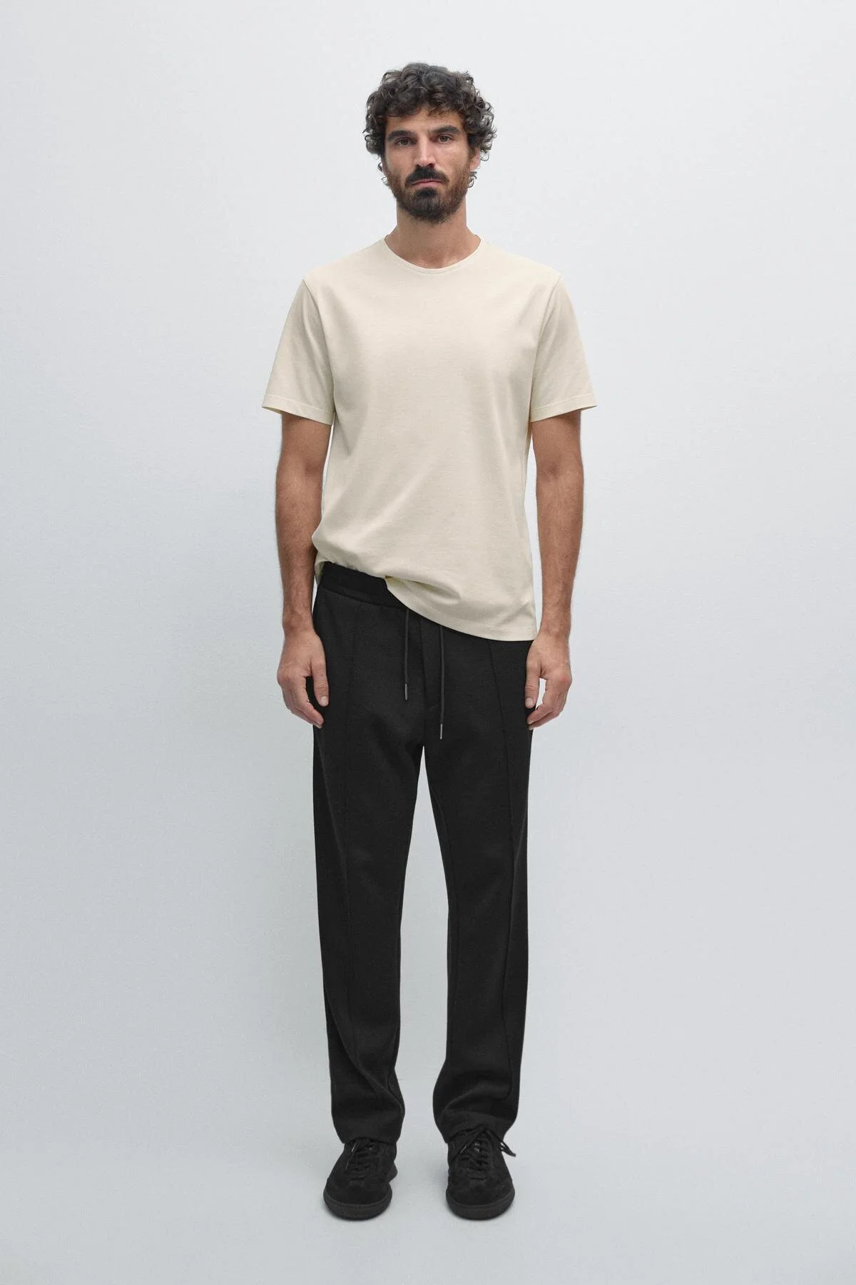 تی شرت پیراهن مناسب یقه دوچرخه اورجینال Massimo Dutti