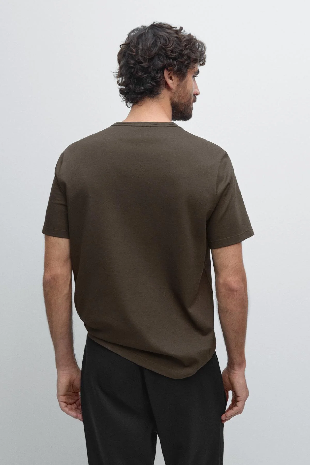 تی شرت پیراهن مناسب یقه دوچرخه اورجینال Massimo Dutti