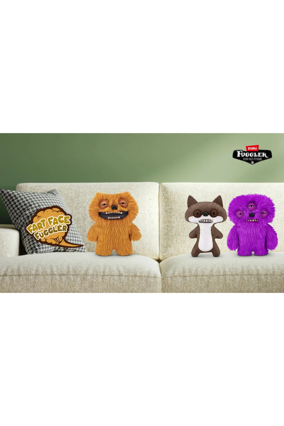اسباب بازی های پشمی FART FUGGLER FAR FACE با سنسور صدا و حرکت خنده دار مخملی زشت مجموعه 5 تایی در یک لیست 22 سانتی متر TOYFEST