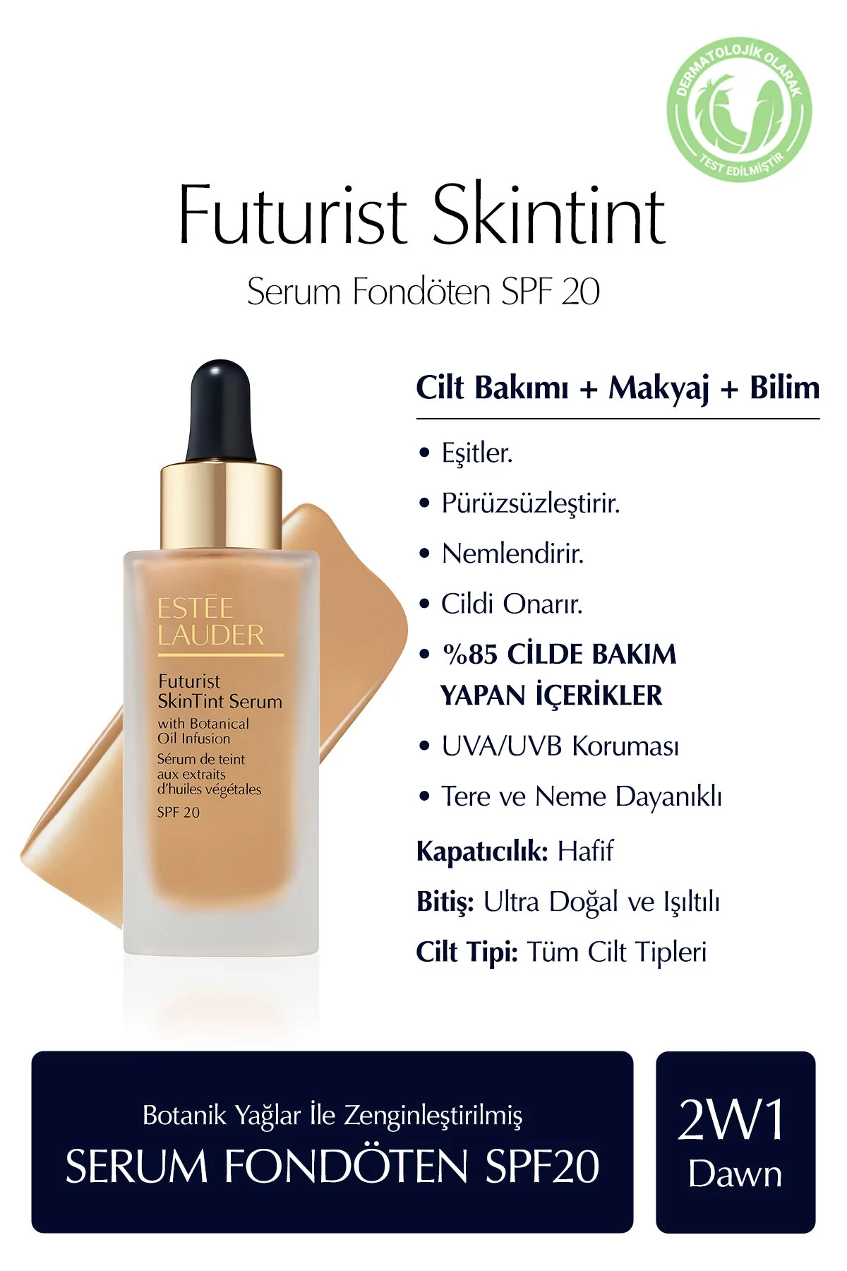 کرم پودر بنیاد سرم SINTINT FUTURIST 30ML SPF20 COLOR: 2W1 DAWN KEYON1450 Estee Lauder