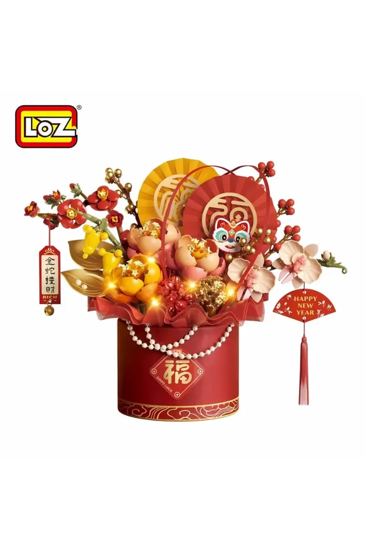 لگو و اسباب بازی های ساخت محور سطل هنری گل ابدی قرمز 1082 تکه مینی بلوک – تزئین سال نو با نور LZ 1965 از ترکیه Loz
