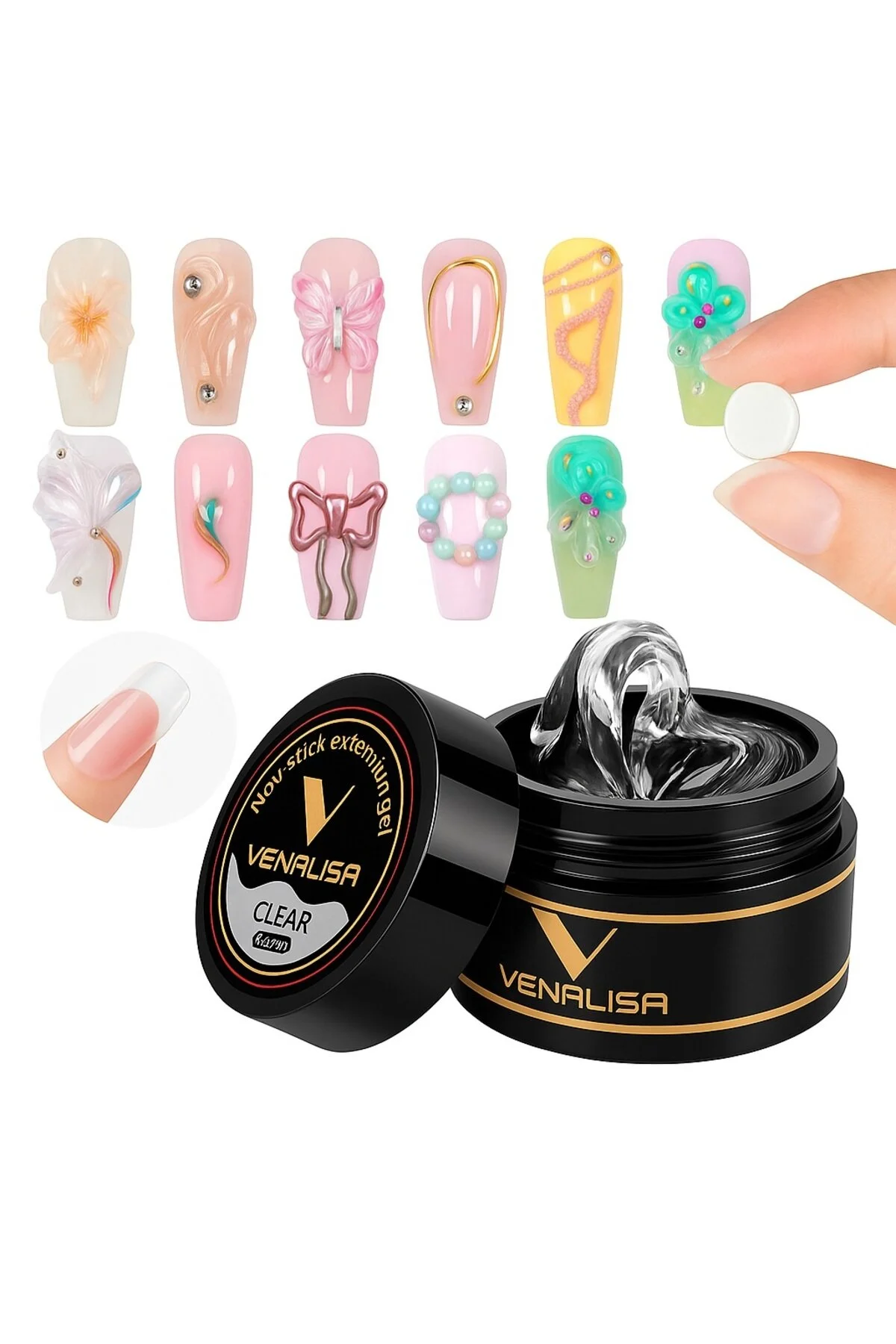 ژل شفاف غیرچسبنده 15 میلی لیتر مناسب ناخن مصنوعی Venalisa