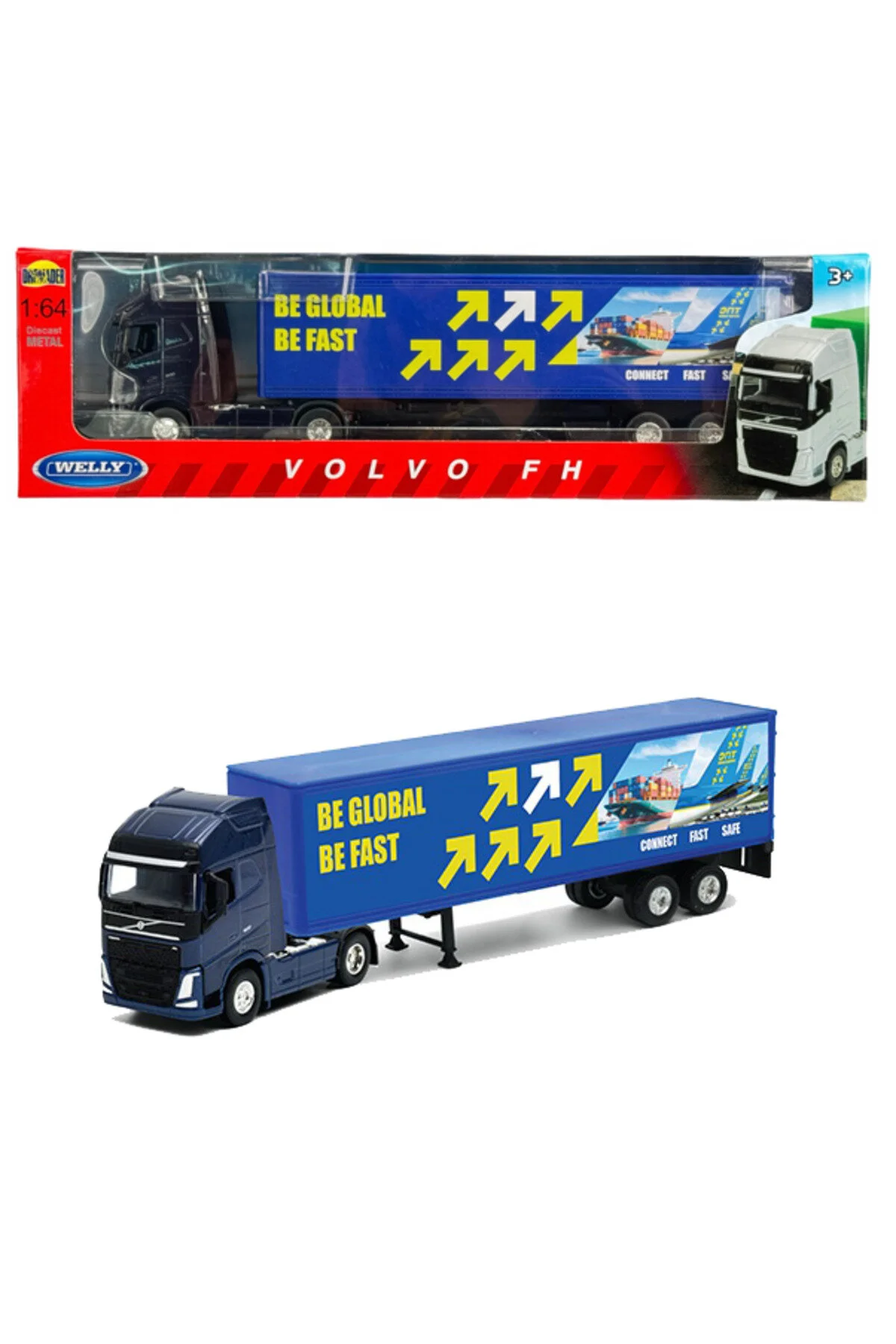 ماشین اسباب بازی VOLVO FH TRANSPORTER TRUCK SCALE DIECAST METAL MODEL CAR 1 64 WELLY