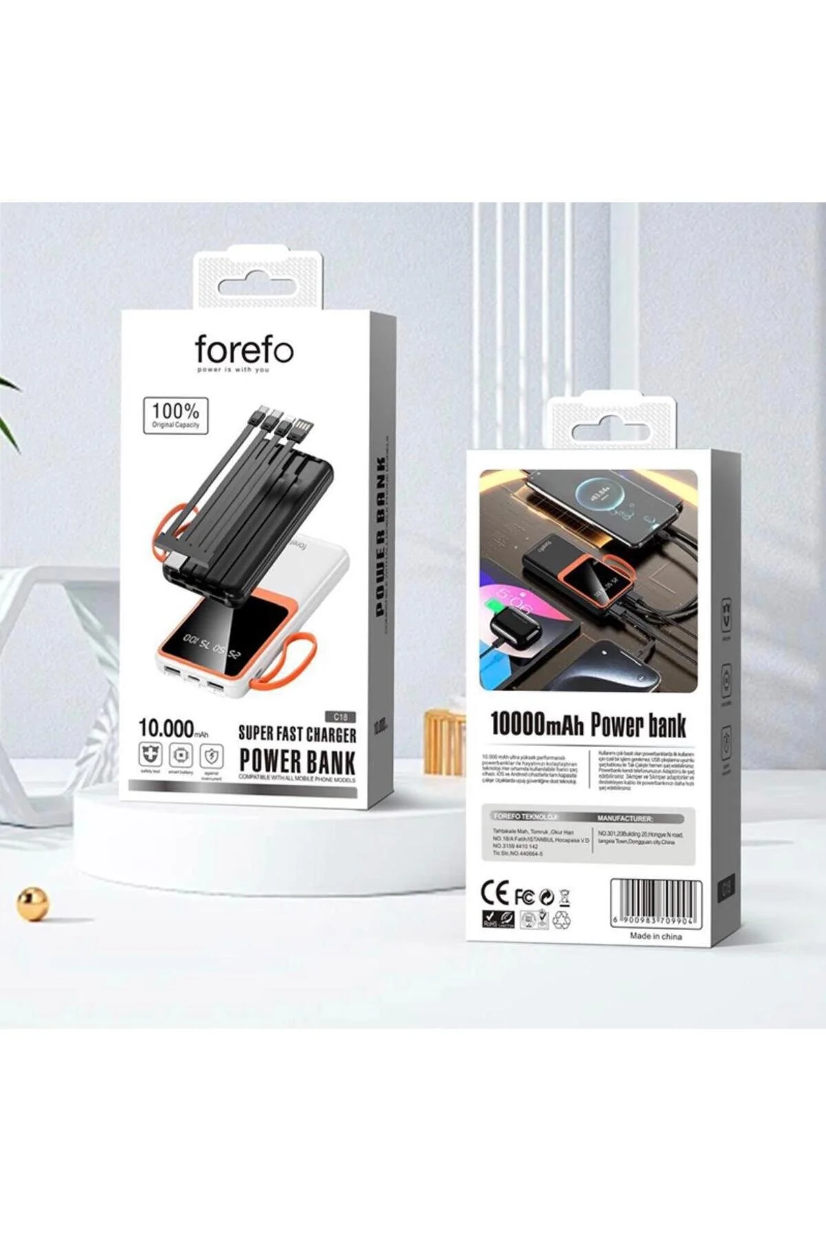پاوربانک TMR SUPER FAST CHARGER POWER BANK 10.000 MAH پشتیبانی از شارژ سریع اورجینال FOREFO