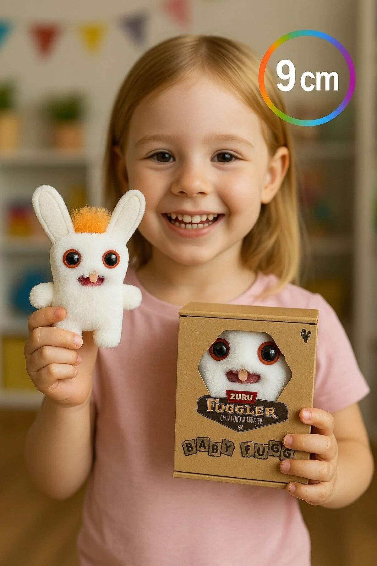 اسباب بازی های پشمی مینی کلکسیونی ZURU FUGGLER BABY FUGGS FUNNY UGLY PUSH TOY خرگوش سفید هار 9 سانتی متر TOYFEST