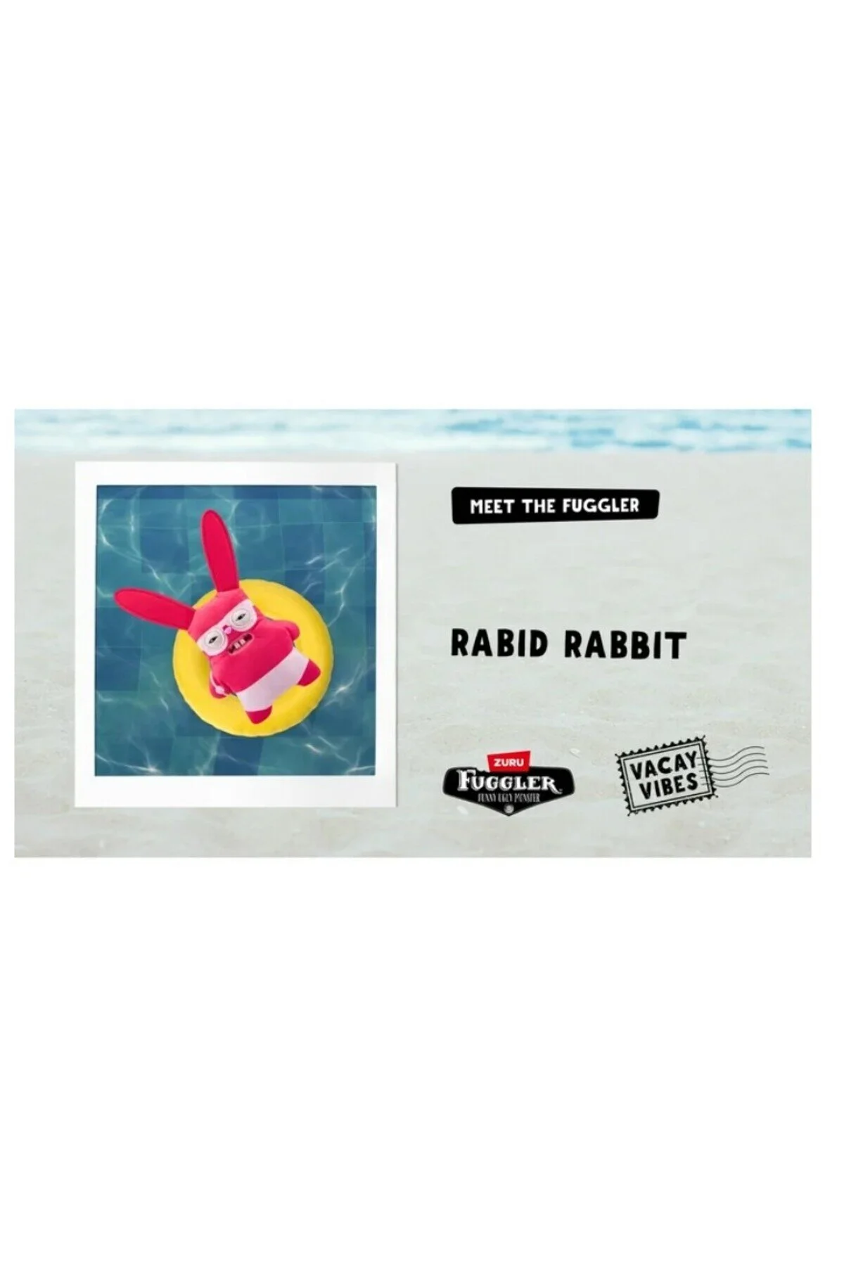 اسباب بازی های پشمی VACAY VIBES HOLIDAY MOOD ZURU FUGGLER FUNNY PUSH TOY RABID RABBIT 22 CM TOYFEST