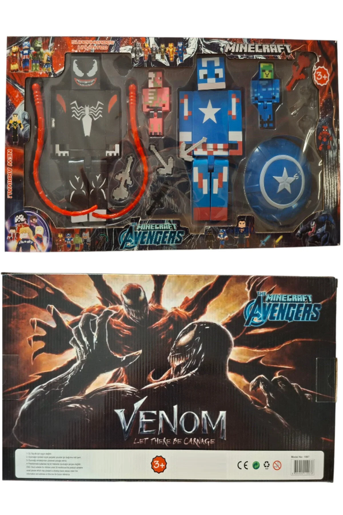 اسباب بازی های فیگور شخصیت MINECRAFT 12 PIECE SUPER HEROES VENOM ست کاپیتان آمریکا Pofika