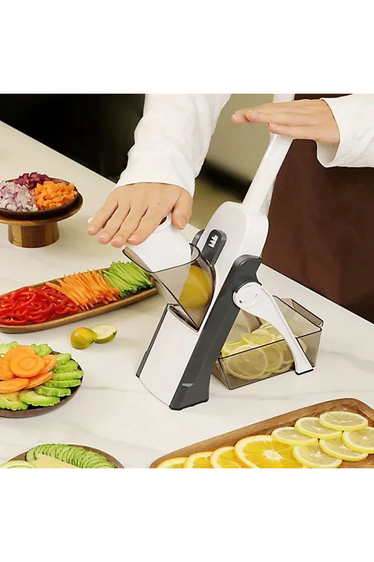 خردکن و غذا ساز برش سبزی چند منظوره ماندولین BRAVA SPRING SLICER KITCHENMATE 4989 اورجینال Go İthalat