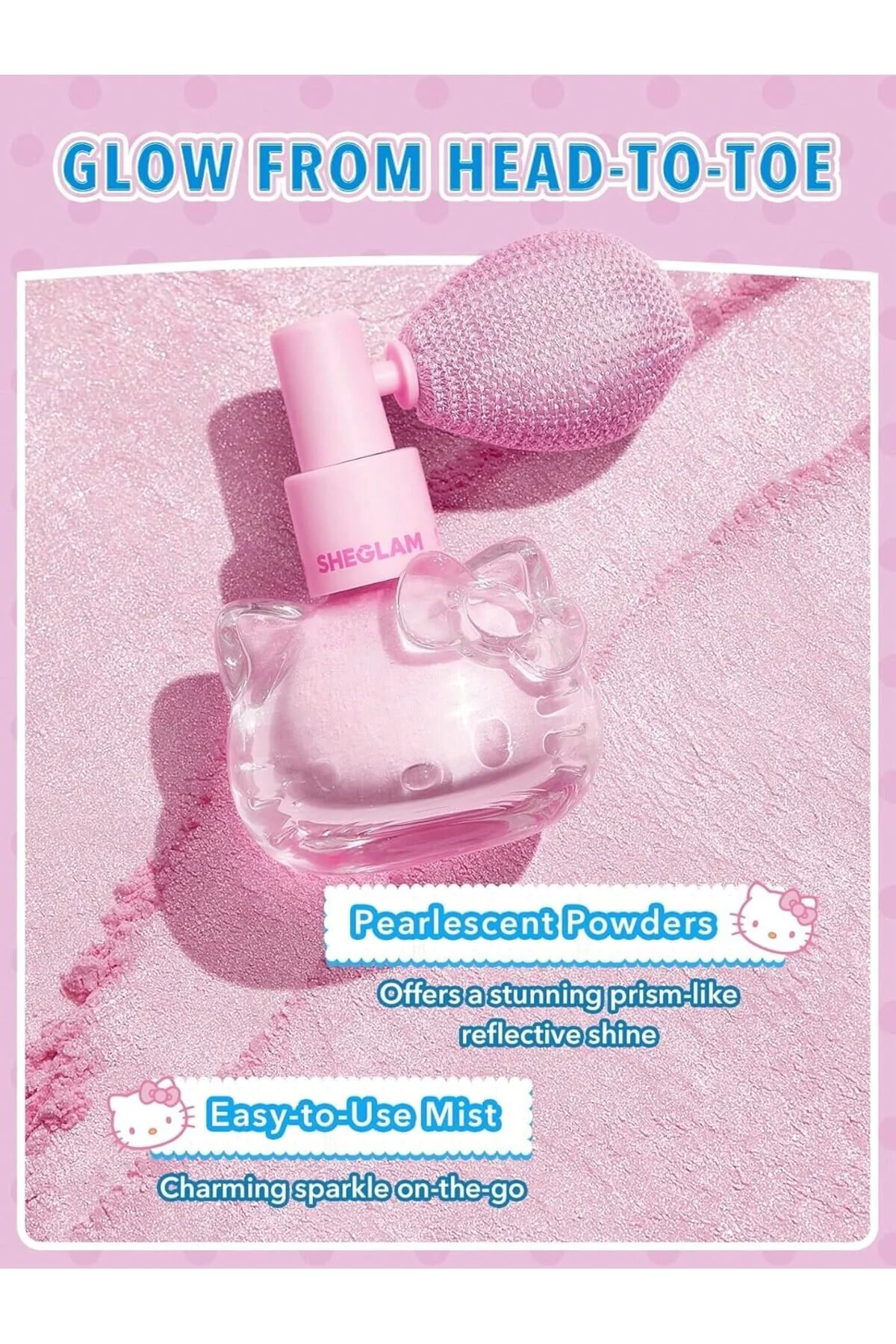 هایلایتر اسپری بدن HELLO KITTY BOW UTIFUL ILLUMINATING BODY – GLOW 12G SHEGLAM