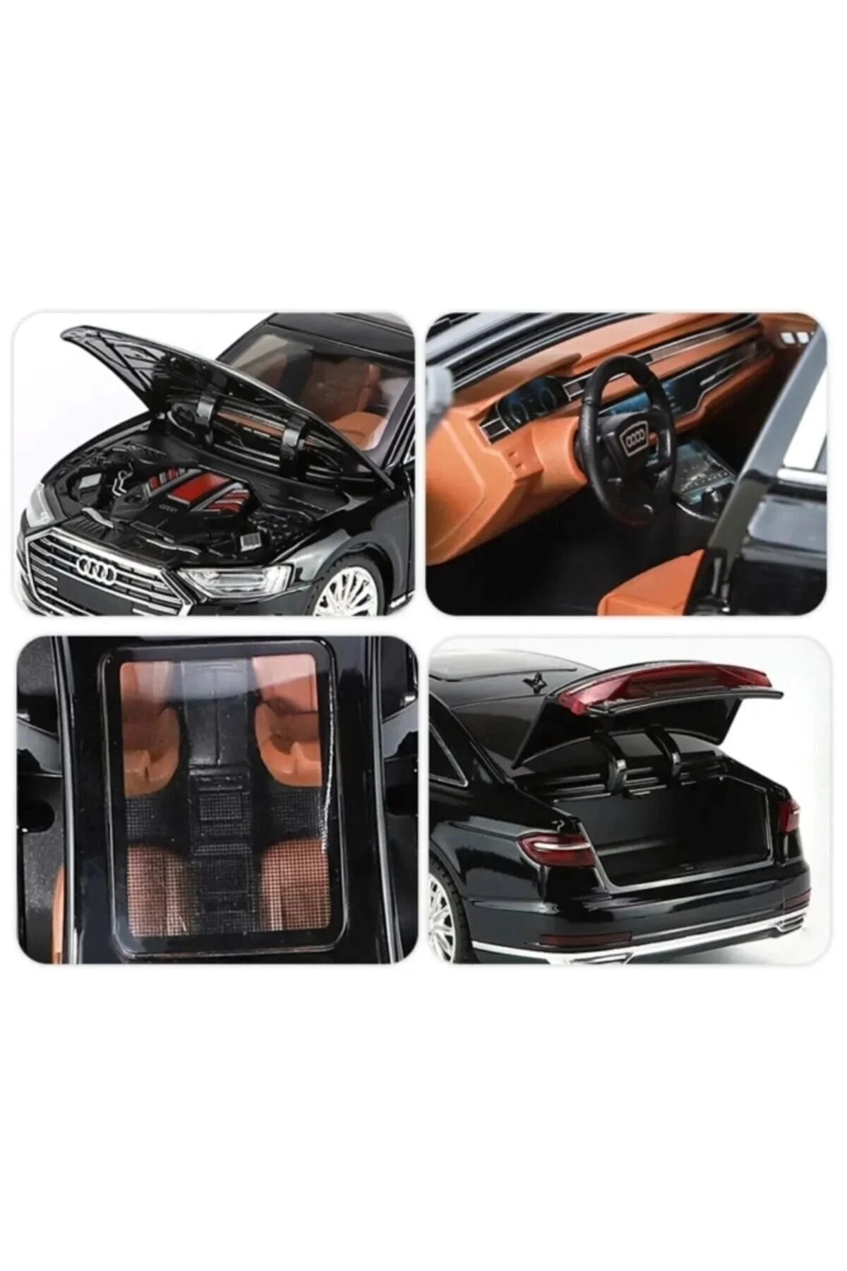 مدل خودرو آئودی A8 ماشین AUDI LONG QUATTRO 1:24 DIECAST METAL مجموعه با صدا و نور اورجینال Oruç Oyuncak