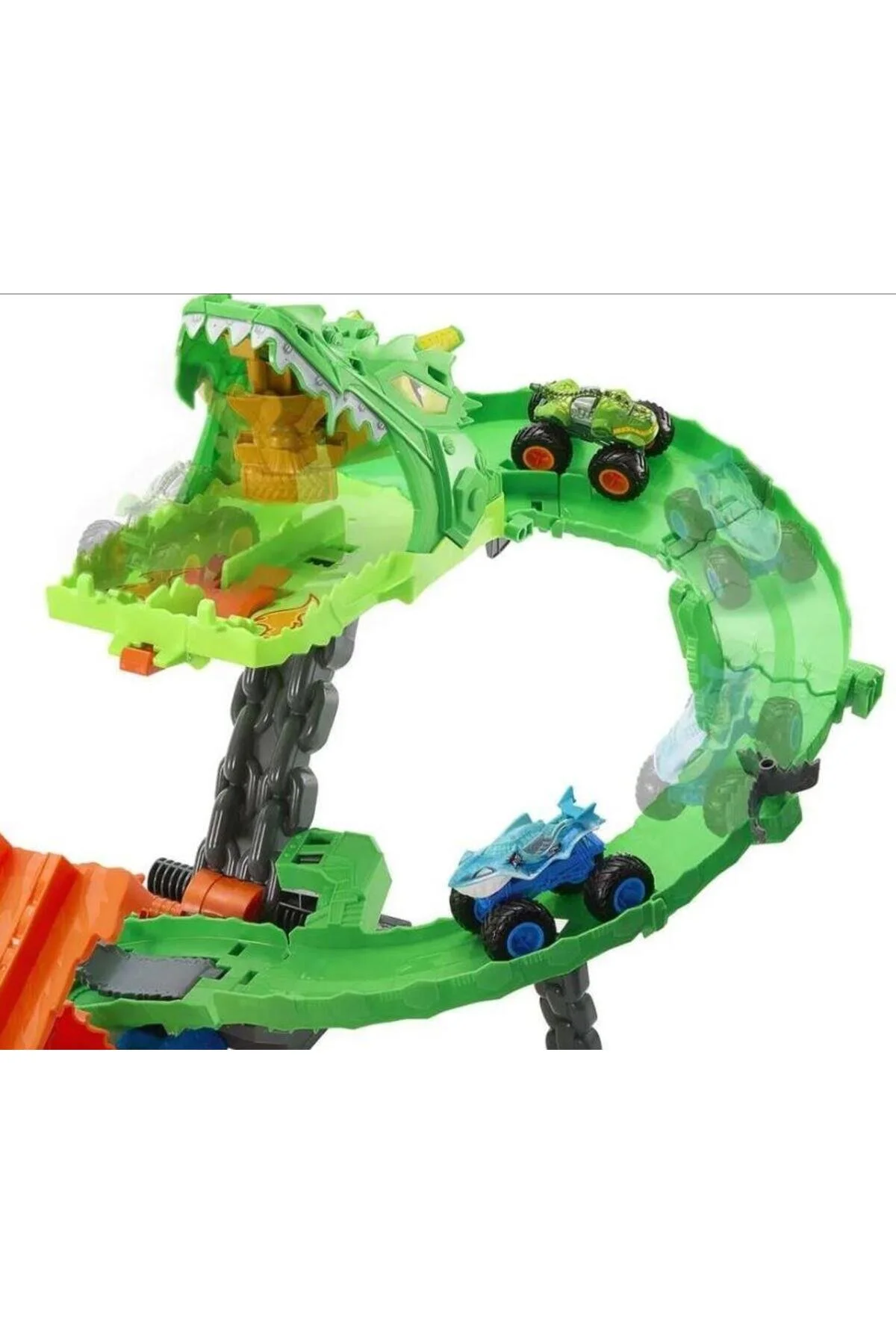 ست بازی MONSTER TRUCKS SHARKS VS DINOS DRAGON DEMOLITION TRACK SET JFR06 از ترکیه HOT WHEELS