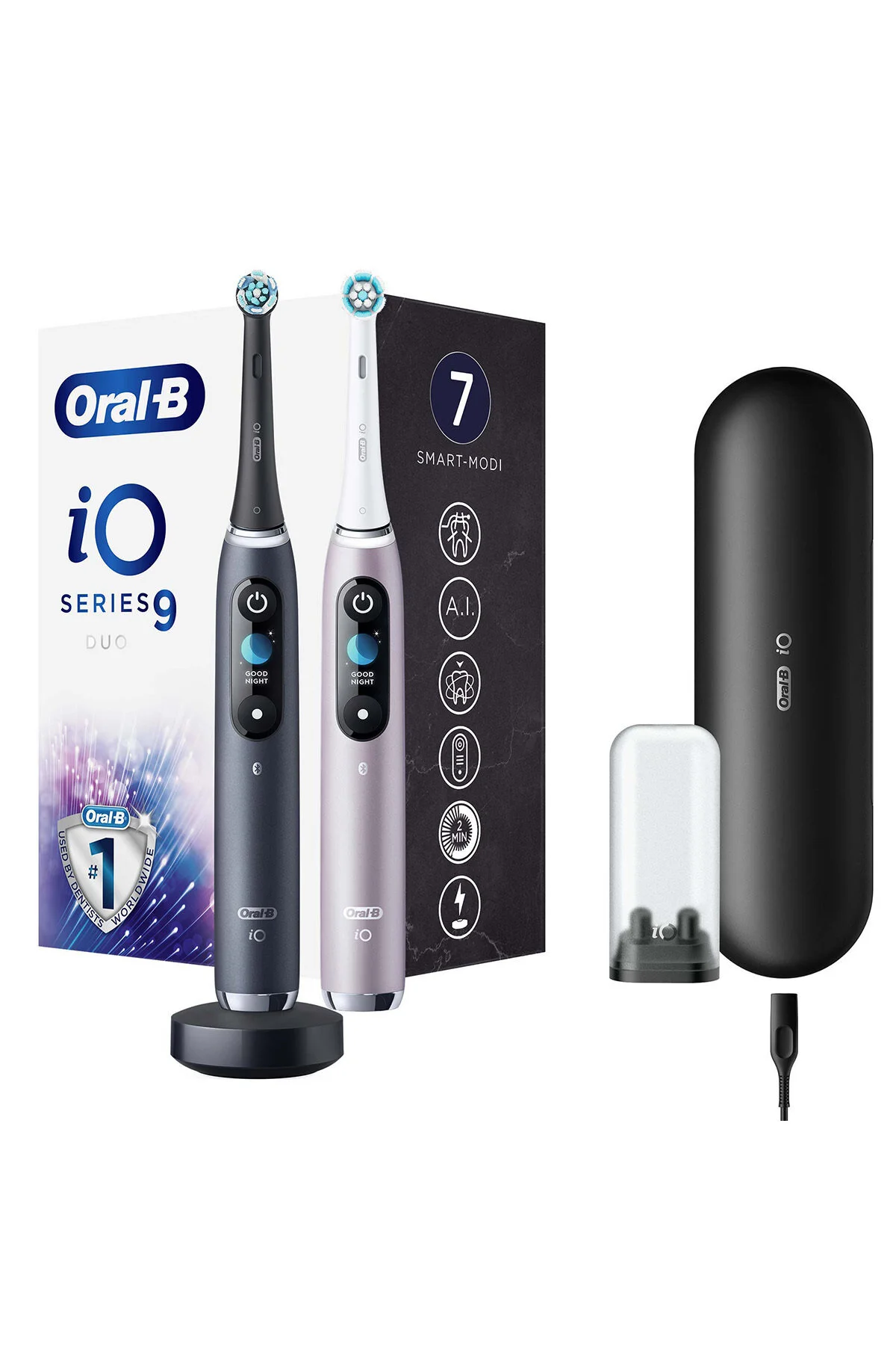 مسواک شارژی صورتی برقی Io 9 مجموعه 2 رنگ  Oral-B