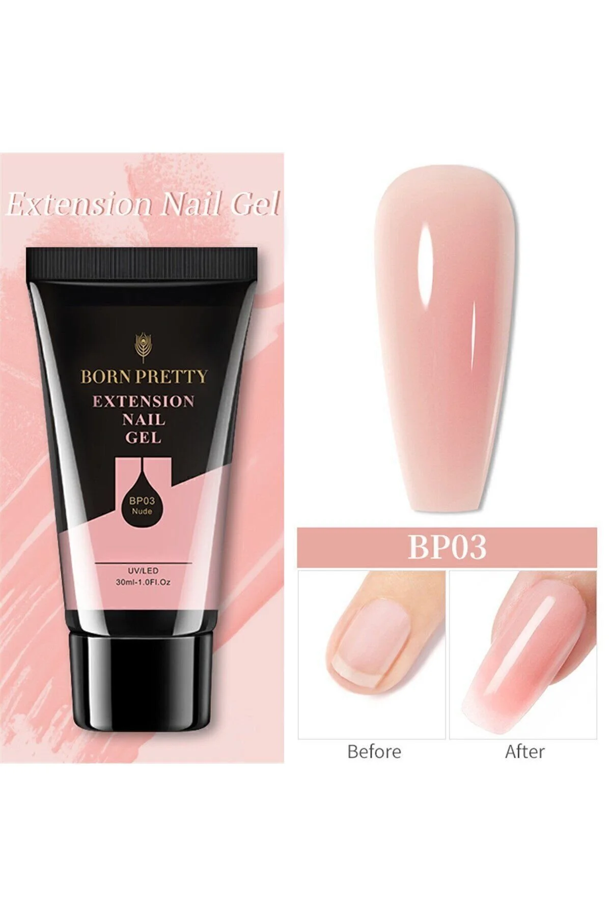لاک ژل ماندگار پلی اکستنشن ناخن NUDE 3 Born Pretty