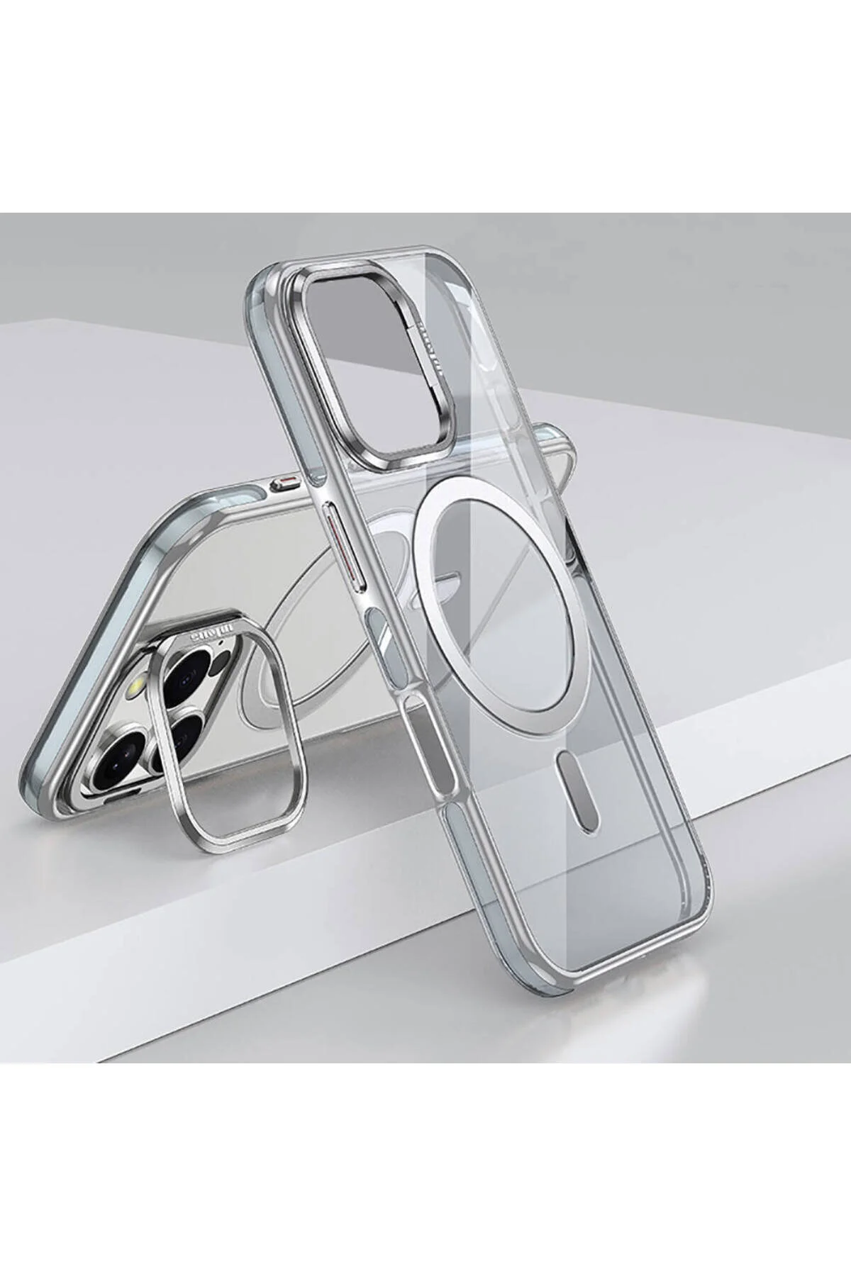 کاور و قاب آیفون 16 پرو سازگار با رنگی WLONS MAGSAFE روکش افسانه ای پایه خاکستری Gpack