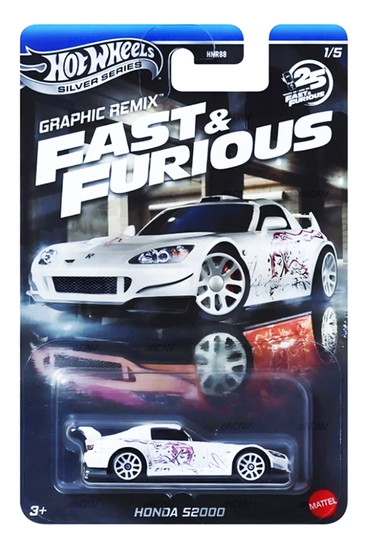 ماشین اسباب بازی ریمیکس گرافیکی FAST & FURIOUS 25TH ANNIVERSARY هوندا S2000 مدل سری ویژه از ترکیه HOT WHEELS
