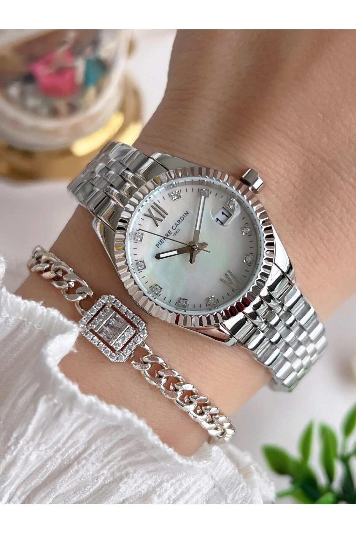 ساعت 3 مچی زنانه ضد آب با قاب و بند استیل 2 سال گارانتی RL.M1007.1 اورجینال Pierre Cardin