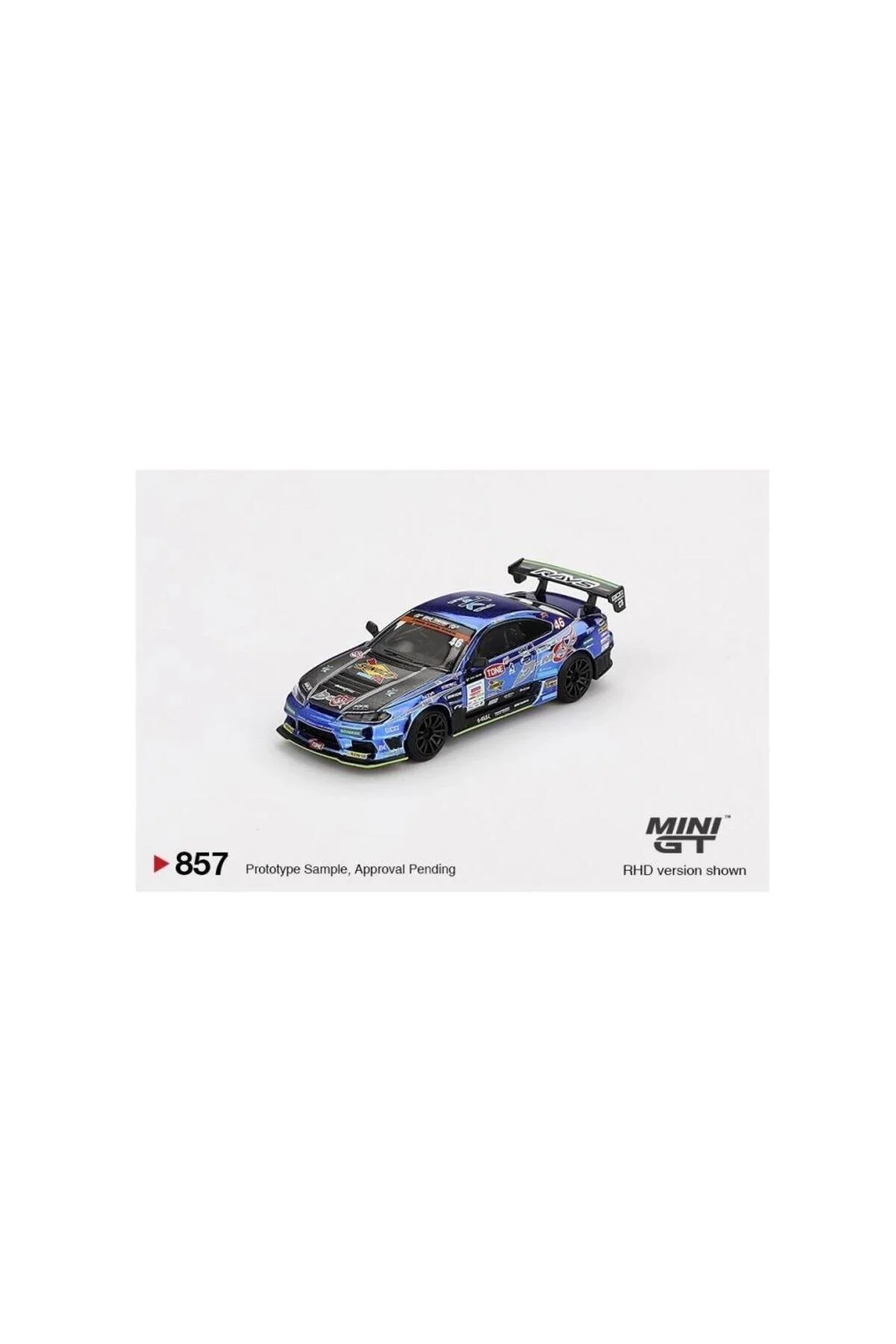 مدل خودرو 857 NISSAN SILVIA S15 46 D MAX RACING 2023 D1 GP 1 64 MODEL CAR اورجینال mini gt