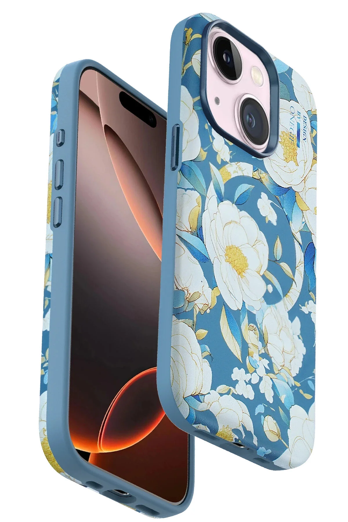 کاور و قاب IPHONE 15 FLOWER SERIES MAGSAFE COVER آبی ONEGIF