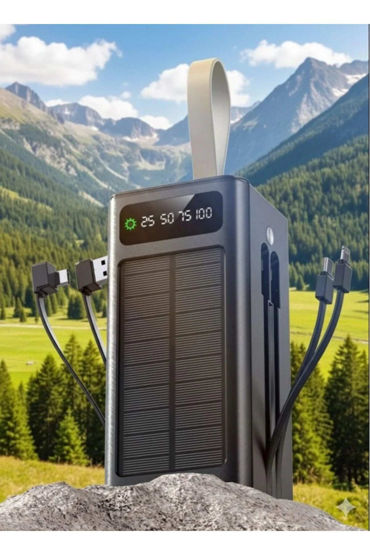 پاوربانک سولار 50000 ماه انرژی خورشیدی چراغ شارژر 4X USB کابل شارژ چندگانه اورجینال The Kaku