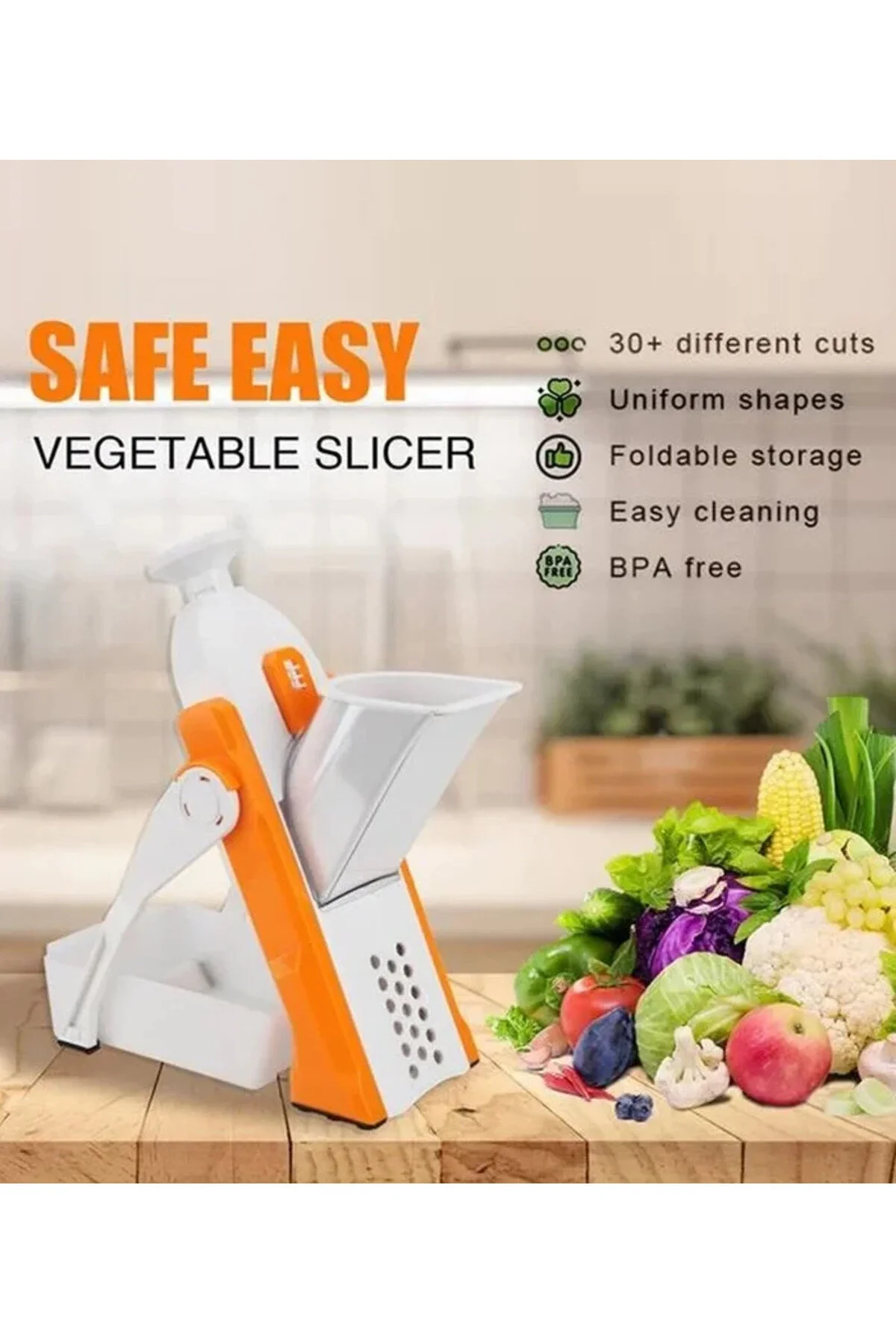 خردکن و غذا ساز برش سبزی چند منظوره ماندولین BRAVA SPRING SLICER KITCHENMATE 4989 اورجینال Go İthalat