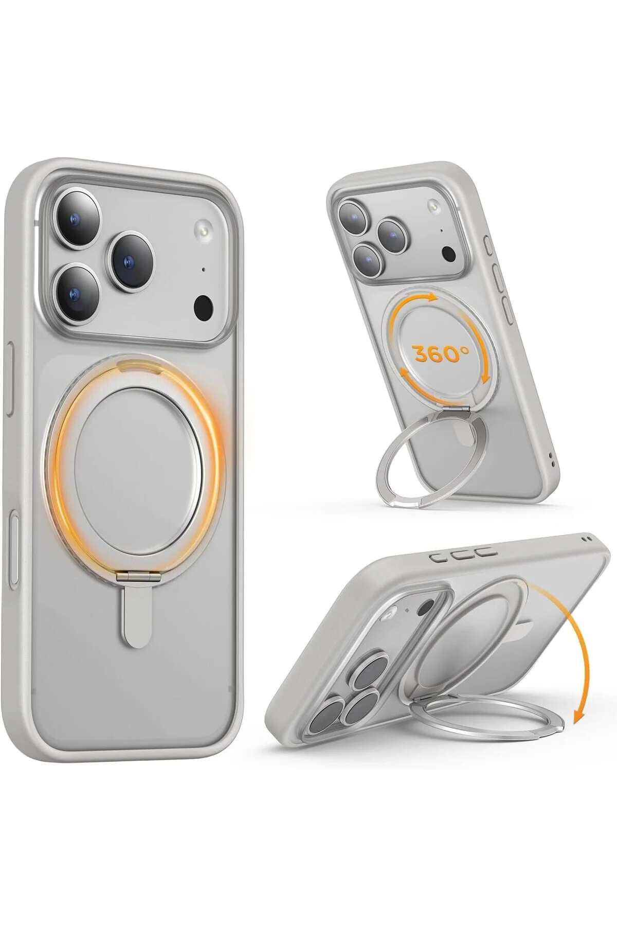 کاور و قاب سازگار APPLE IPHONE 17 PRO MAX MAGSAFE CHARGING دارای سیلیکونی مات پایه حلقه فلزی Rivor
