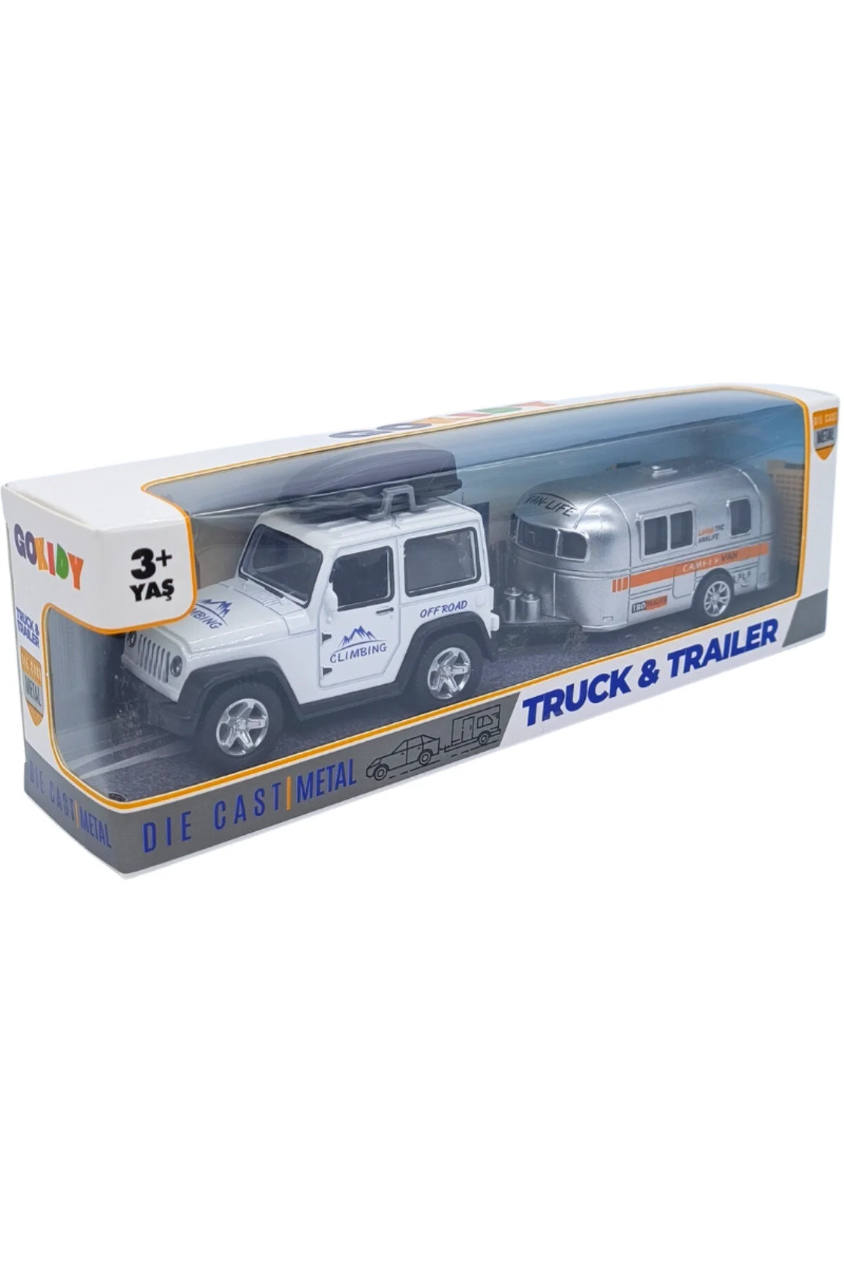 ماشین اسباب بازی GOKIDY DIECAST METAL CAR WITH CARAVAN 61501 Özaktaç