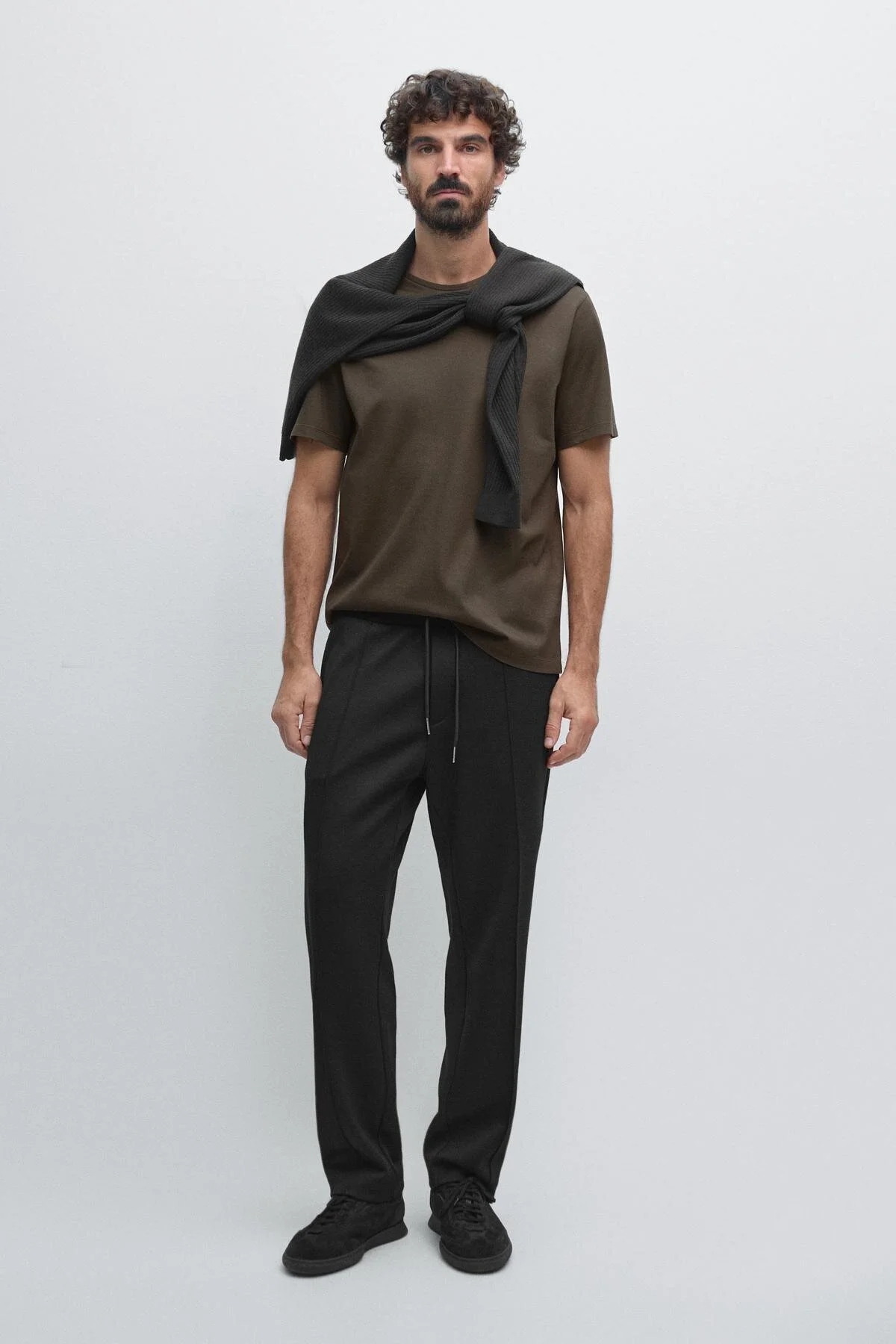 تی شرت پیراهن مناسب یقه دوچرخه اورجینال Massimo Dutti