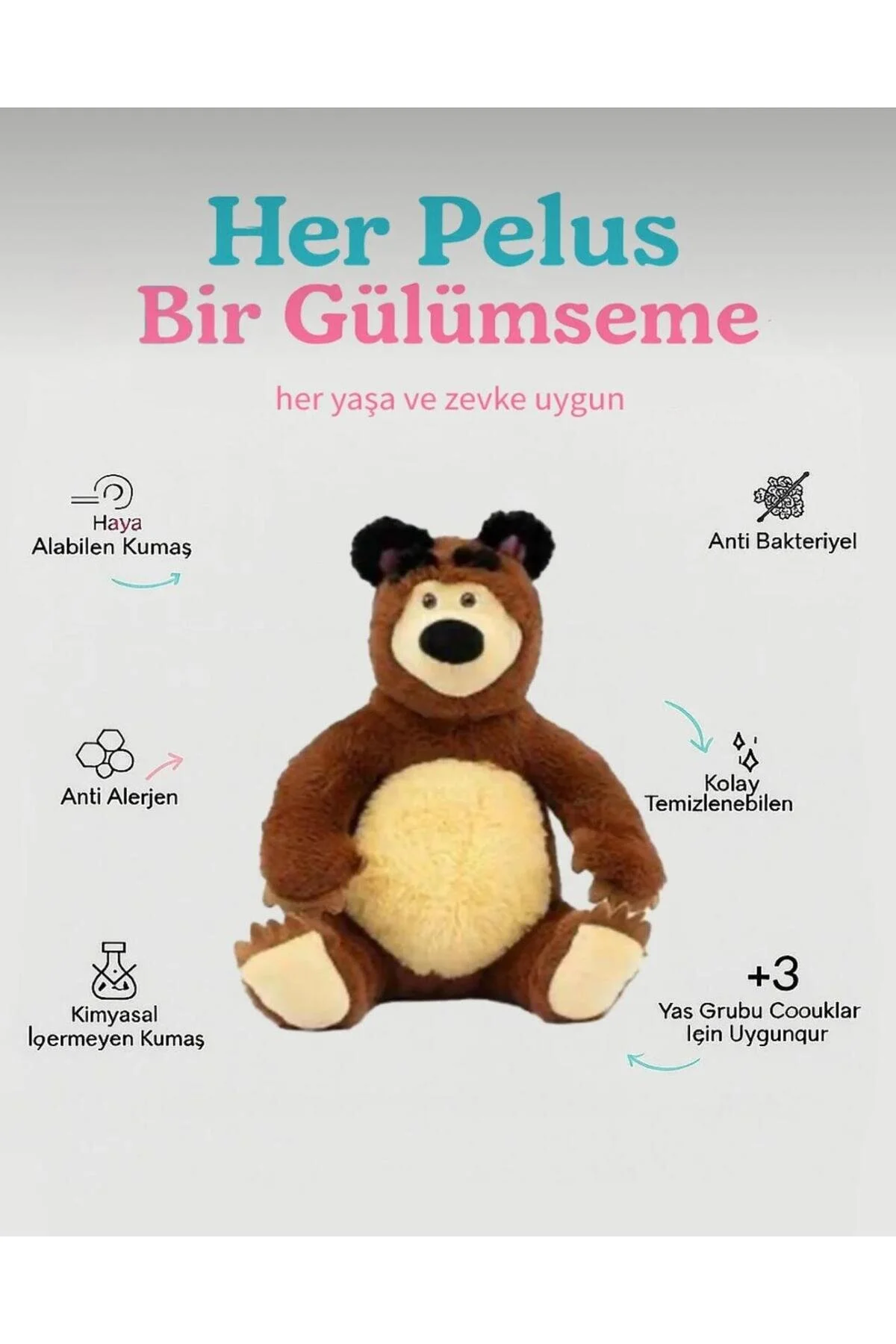 اسباب بازی های پشمی TOYS MASHA THE BEAR مخمل خواب دار 30 سانتی متری fenomen