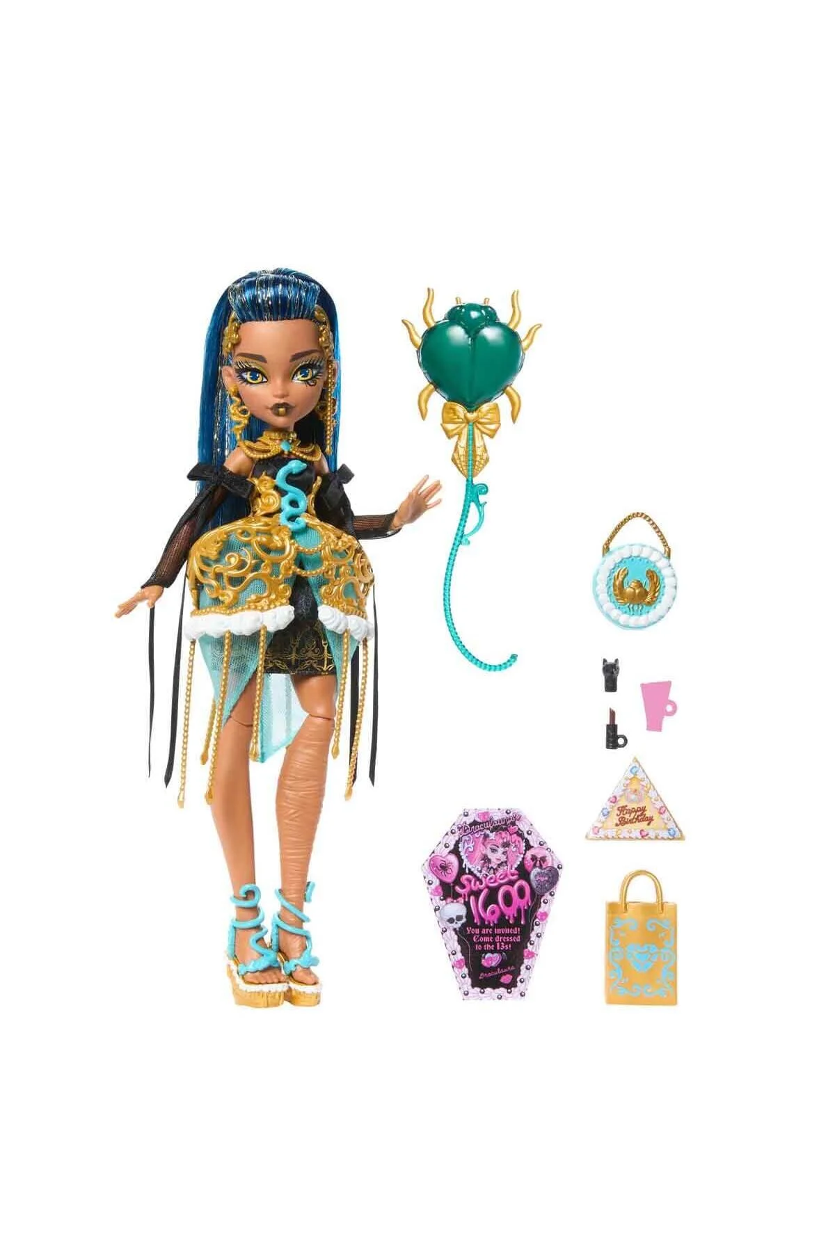 عروسک های مدل پسرانه و دخترانه بچگانه ® تولد ™ CLEO DE NILE کودک با پوشیدن لباس مهمانی JBG76 MONSTER HIGH