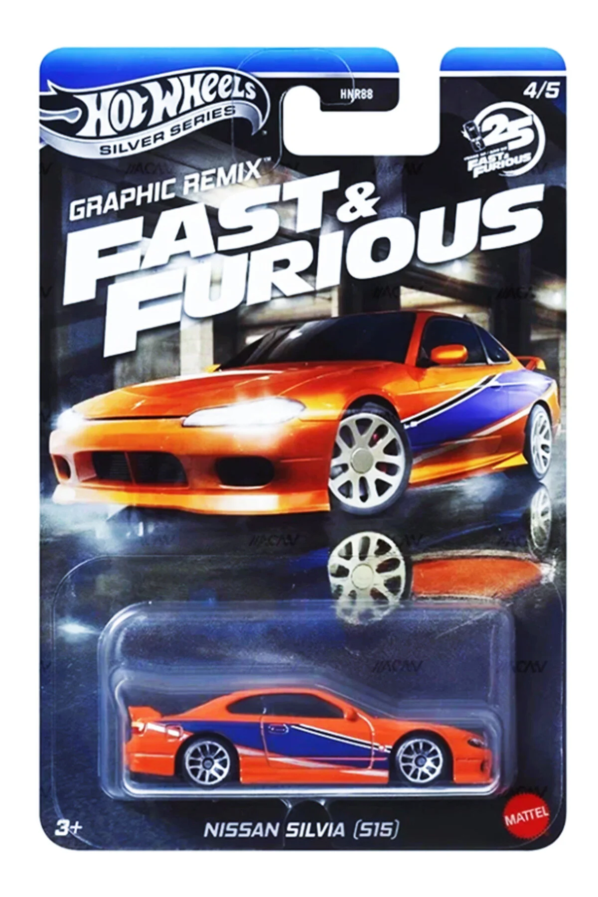 ماشین اسباب بازی ریمیکس گرافیکی FAST & FURIOUS 25TH ANNIVERSARY نیسان سیلویا S15 مدل سری ویژه از ترکیه HOT WHEELS