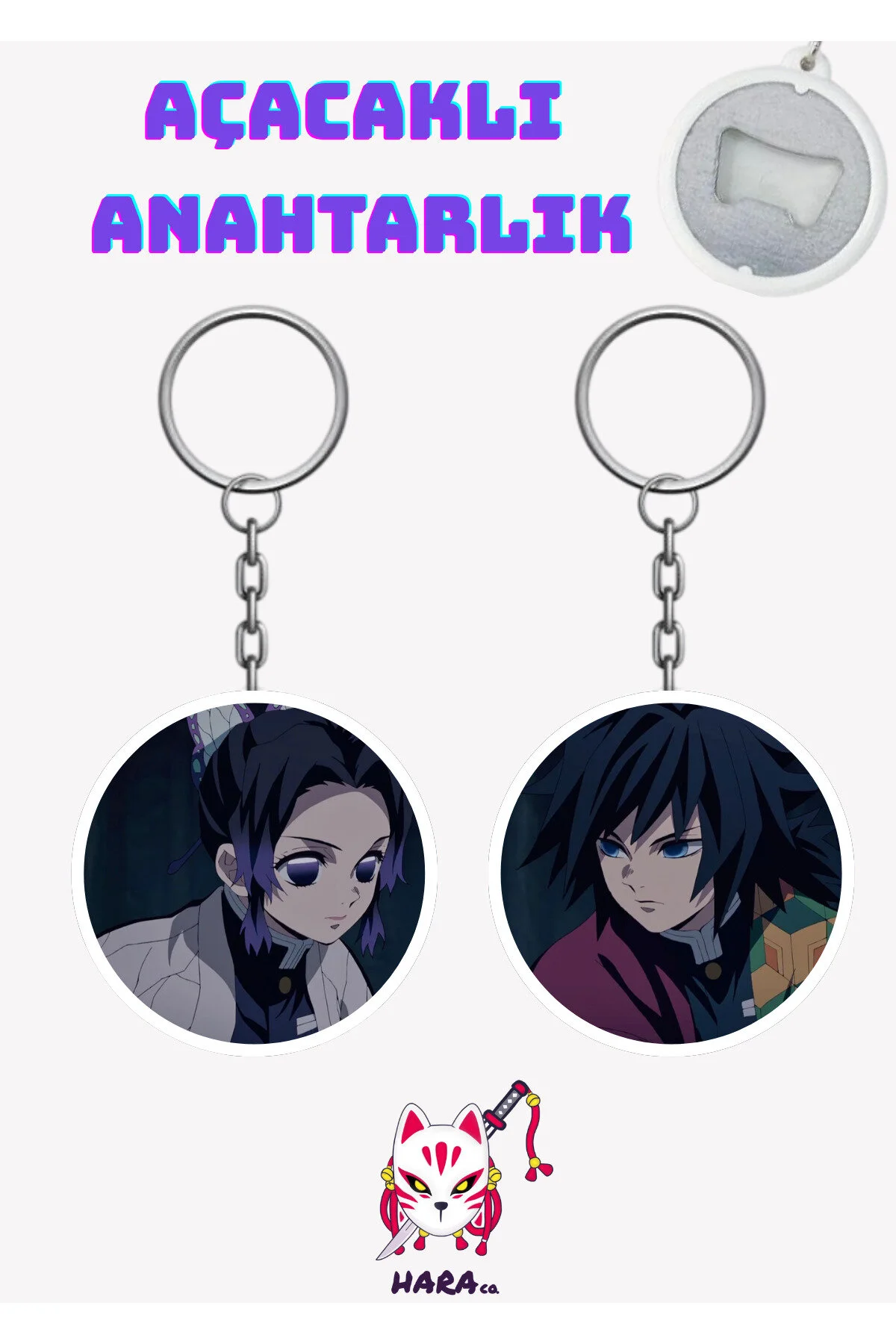 جلیقه کلید انیمه DEMON SLAYER SHINOBU KOCHO و GIYU TOMIOKA CHAIN OPENER SET PIECE OF 2 Hara Company
