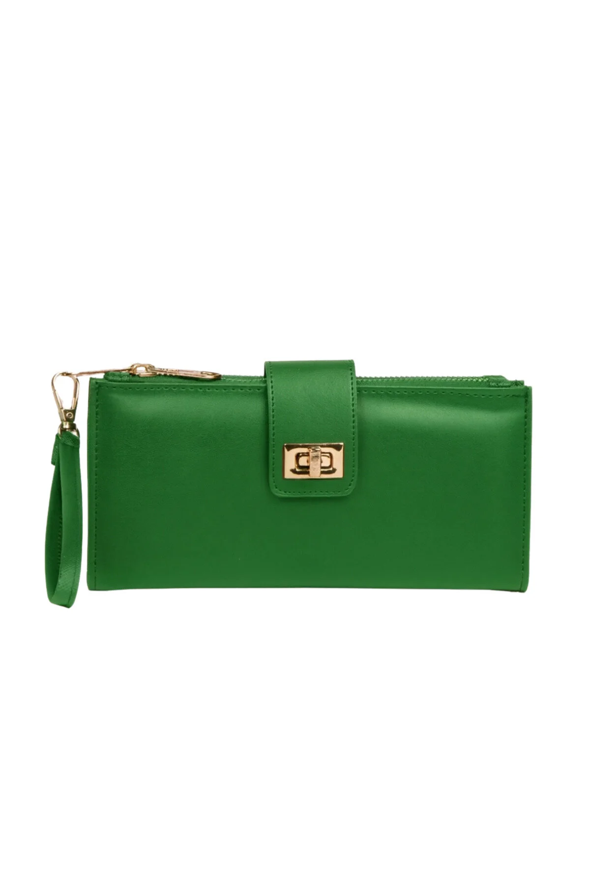 کیف پول بسته 2 عددی زنانه نارنجی و سبز با بند مچ دست محفظه جا سکه کارت Adelina Bags