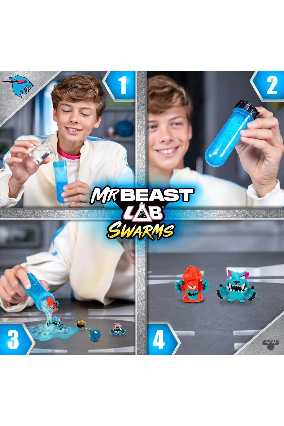 اسباب بازی های فیگور دیگر مجموعه آزمایشی MRBEAST LAB SWARMS شامل 5 شگفت انگیز ADD WATER SHAKE MR BEAST COLLECTION 2.5CM TOYFEST