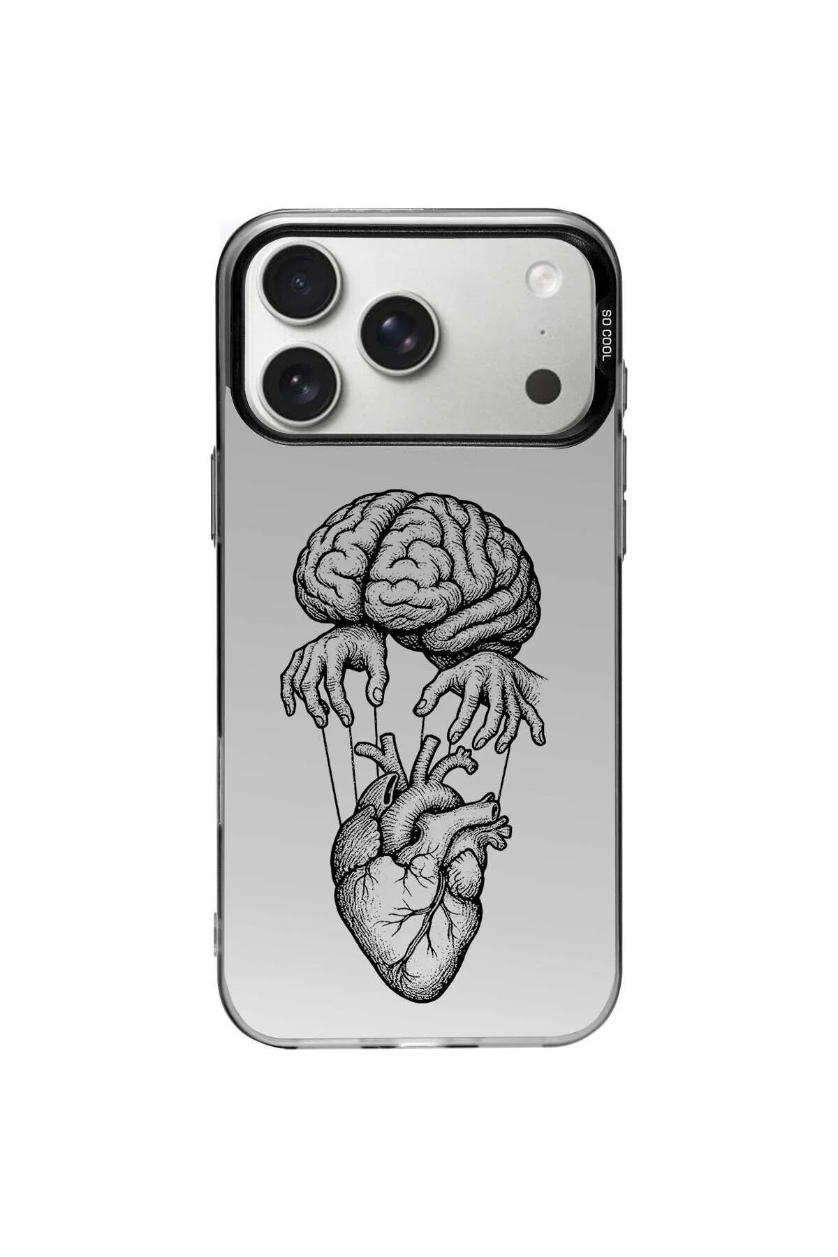کاور و قاب سیلیکونی مات با طراحی مغز قلب ظاهر فلزی سازگار APPLE IPHONE 17 PRO PrintiFy