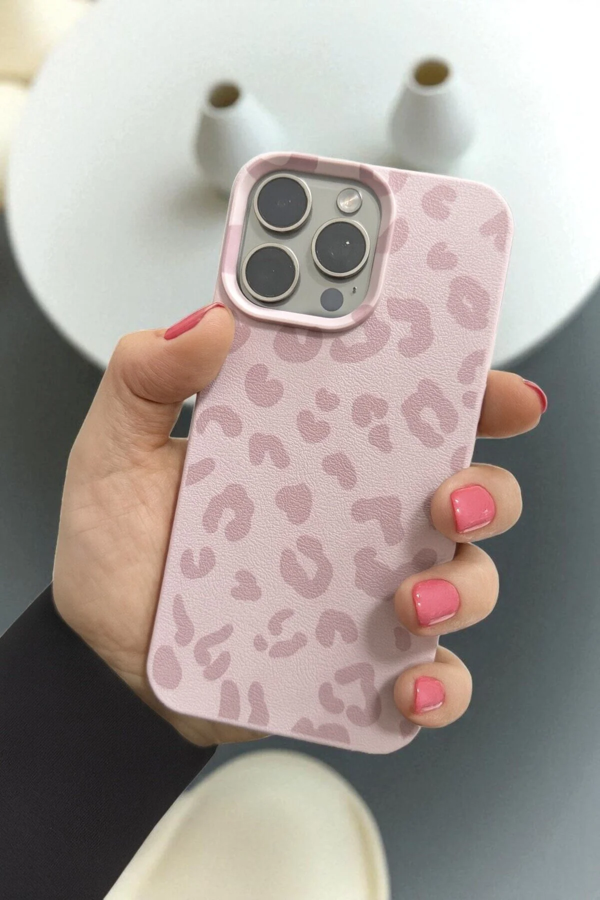 کاور و قاب سیلیکونی نرم با طرح پلنگ صورتی سازگار IPHONE 13 PRO MAX KVK PRİVACY