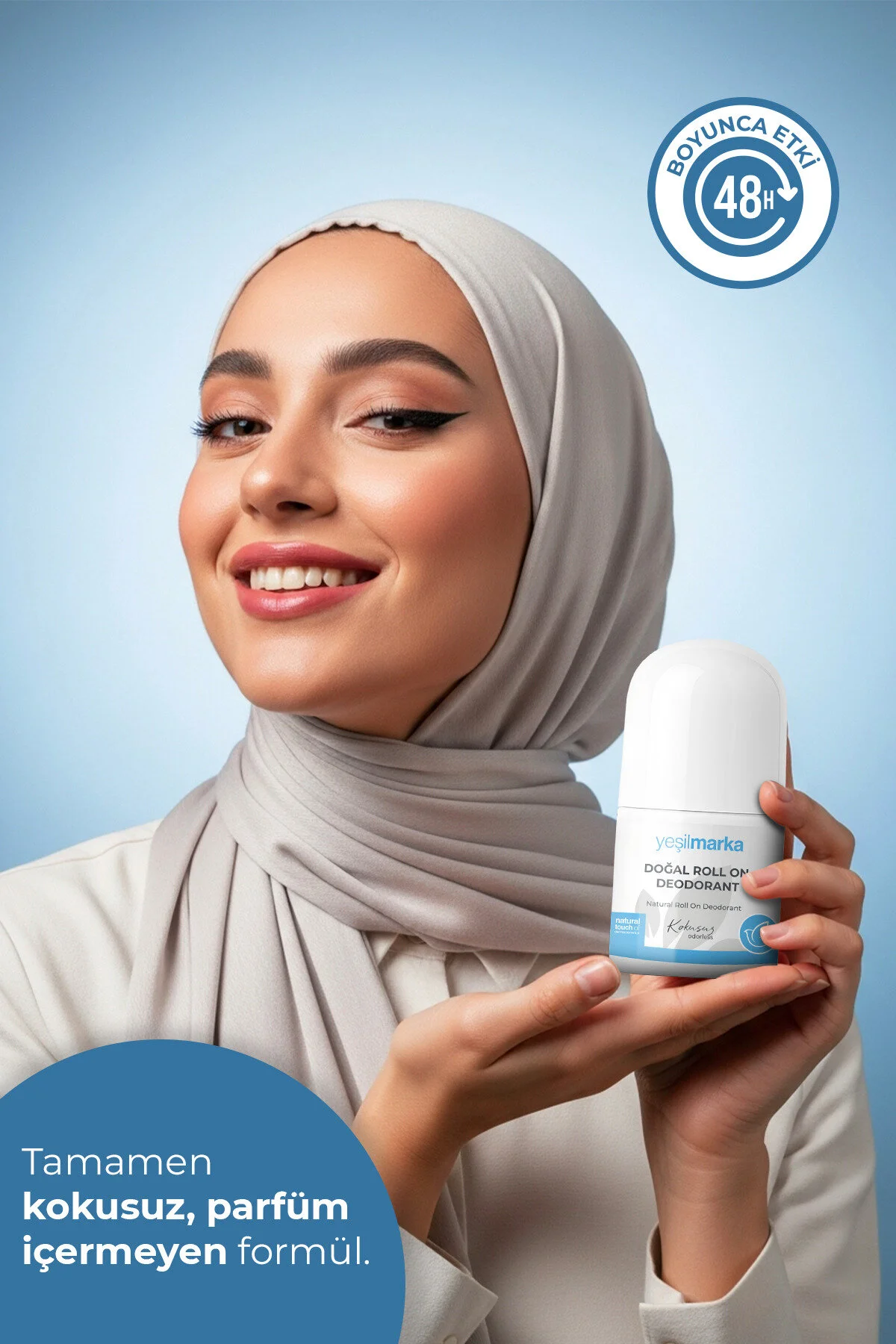 دئودورانت رول آن طبیعی 100% بدون آلومینیوم و عطر برای آقایان حجم 50 میلی لیتر yeşilmarka
