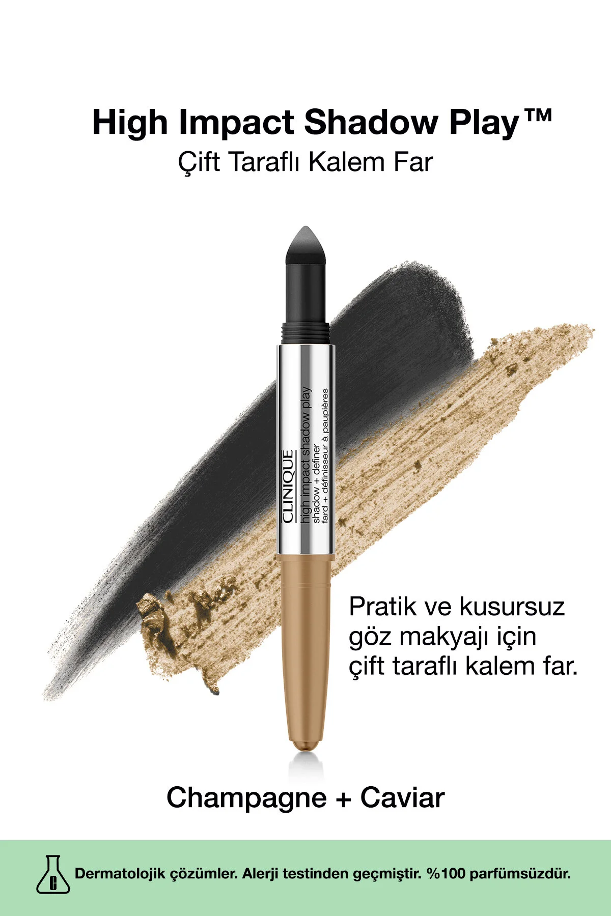 سایه چشم نمایش ای با ضربه زیاد قلم دو طرفه دور خاویار شامپاین 4ML Clinique