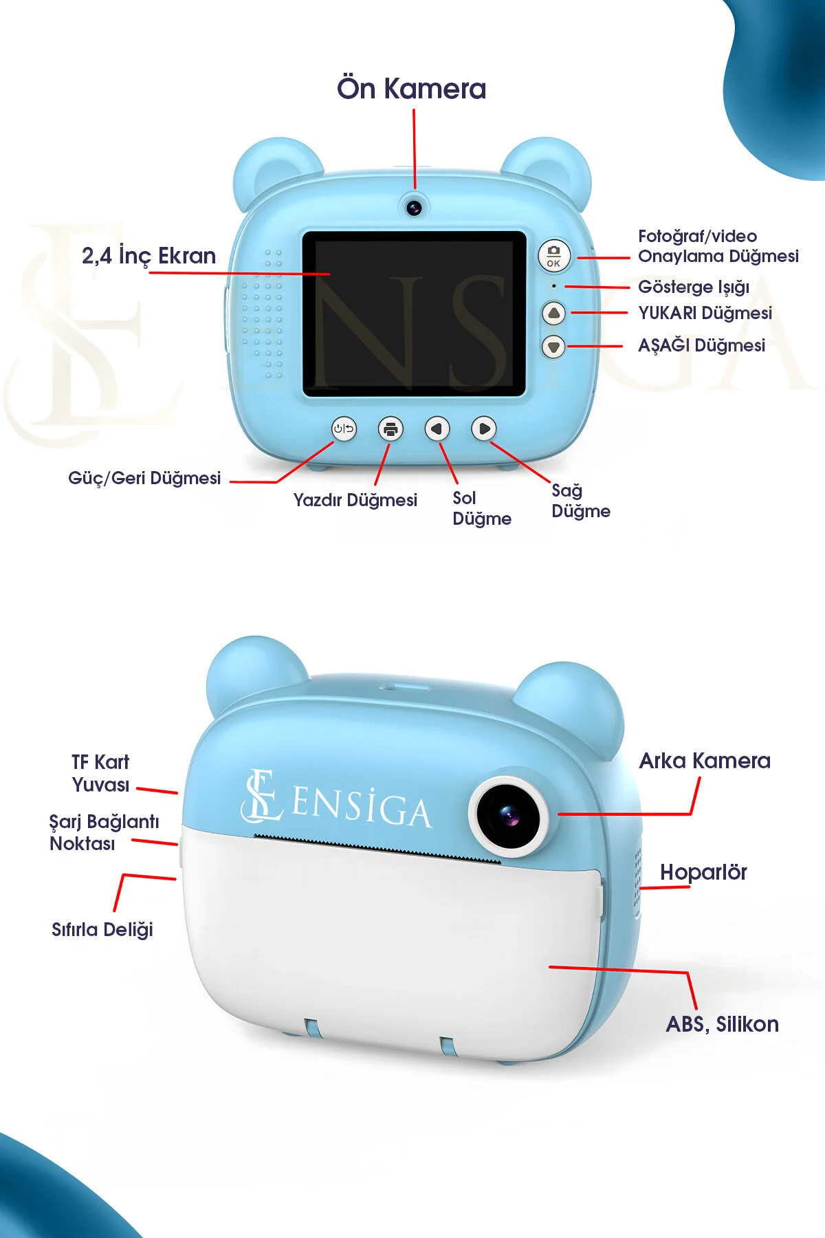دخترانه و پسرانه بچگانه دوربین کودکان نوجوانان HD KIDS VIDEO CAMERA 3 بازی هدیه ناز EN SİGA