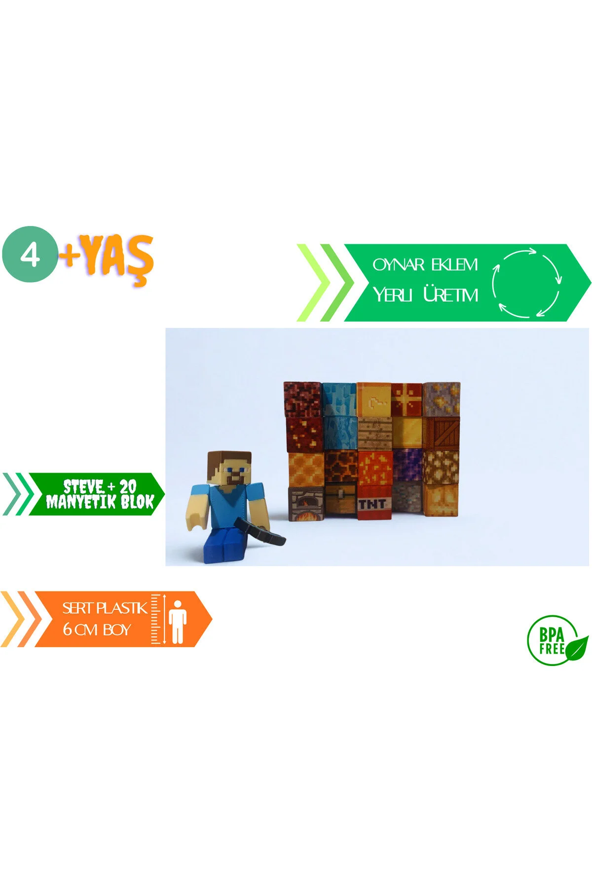 لگو و اسباب بازی های ساخت محور MINECRAFT STYLE MINI FIGURE STEVE +20 بلوک تصادفی از ترکیه RoRoToys
