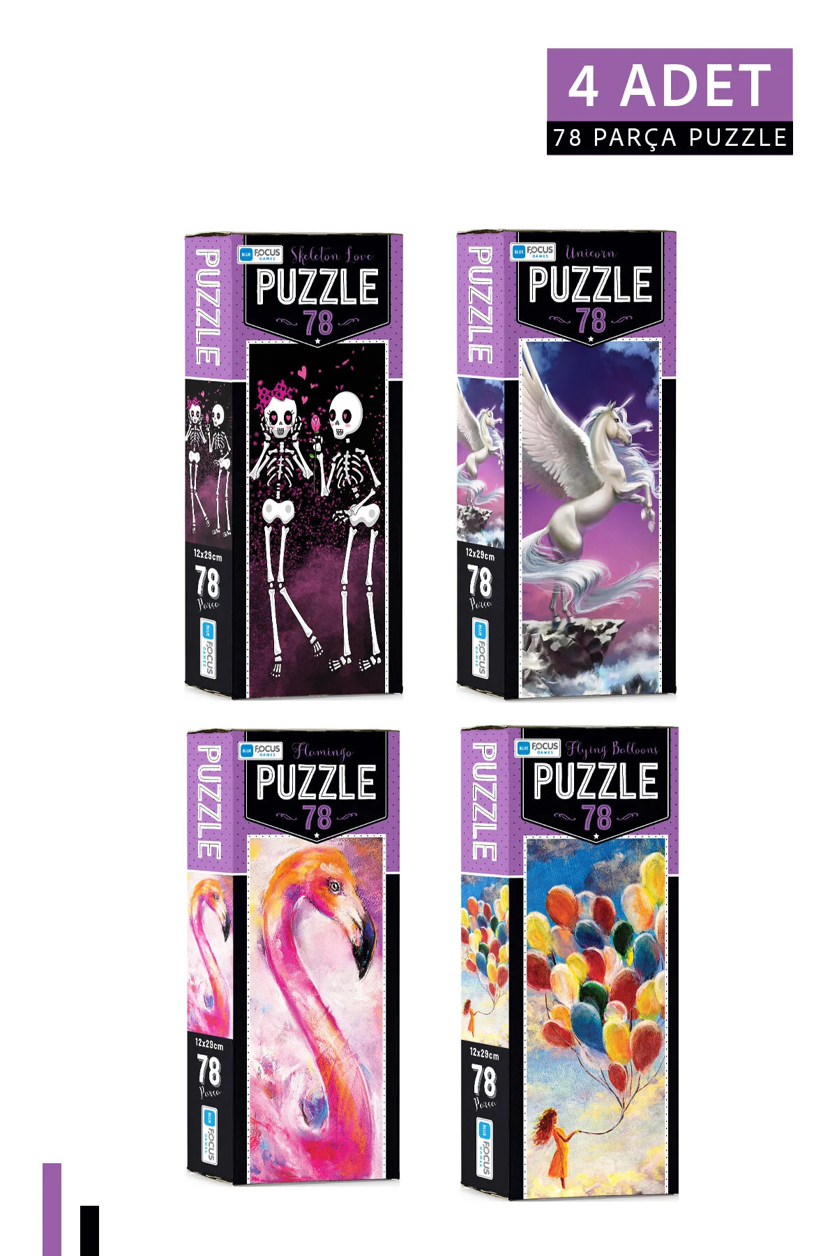 پازل 3 78 PIECE SKELETON LOVE AND UNICORN FLAMINGO Blue Focus Games