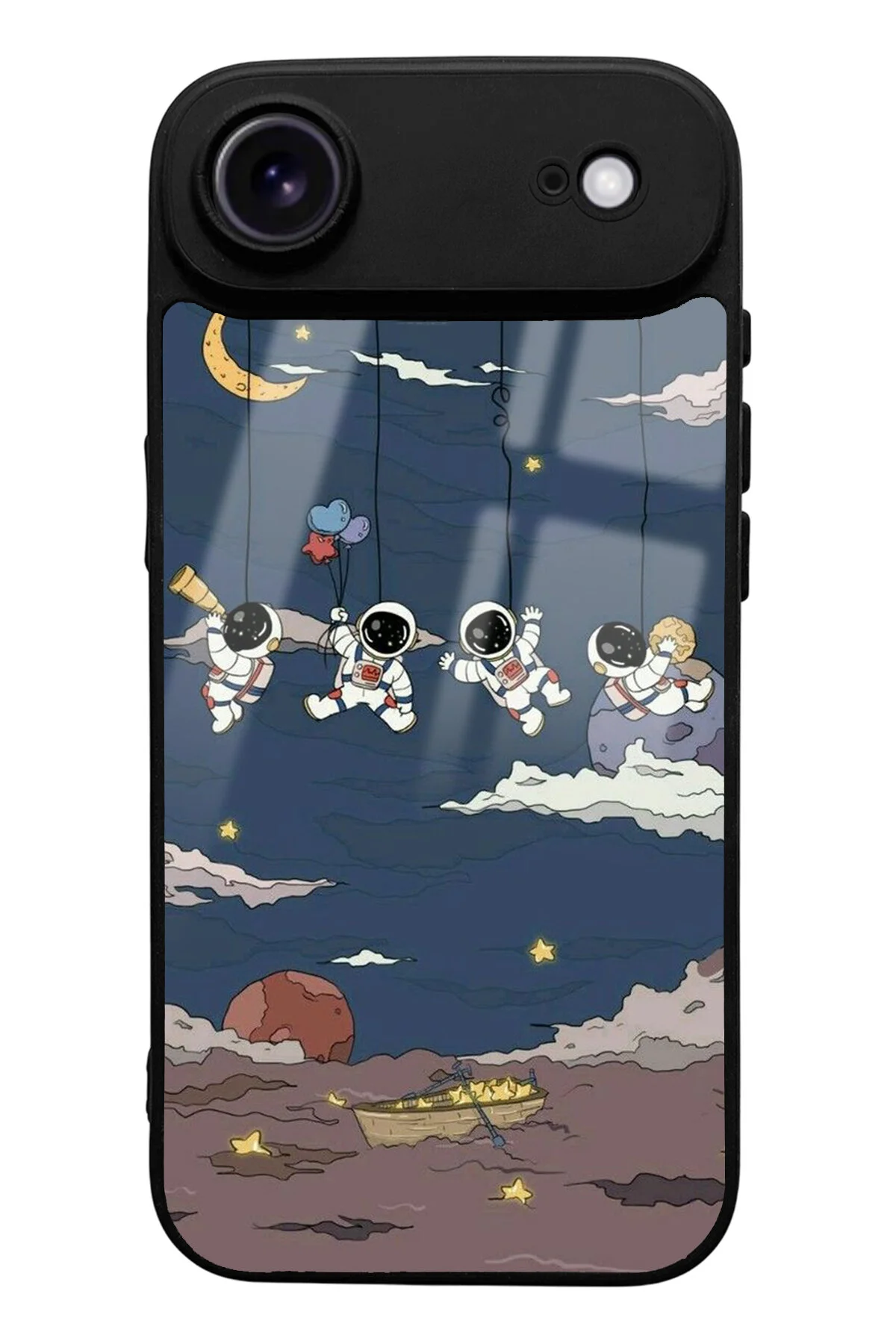 کاور و قاب IPHONE 17 AIR SWINGING ASTRONAUT طرح براق گوشی تلفن سازگار Spoyi