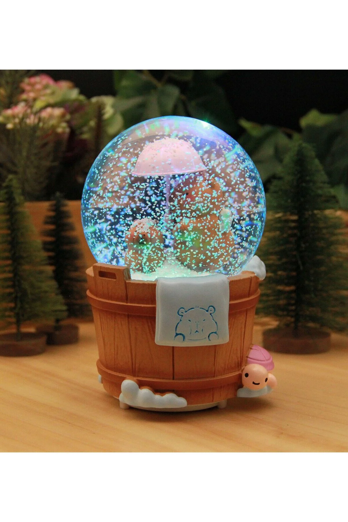 گوی برفی CAPYBARA MEGA SIZE SNOW GLOBE با موتور چتر چراغ ها و موسیقی A از ترکیه HEDİYEBİZİZ