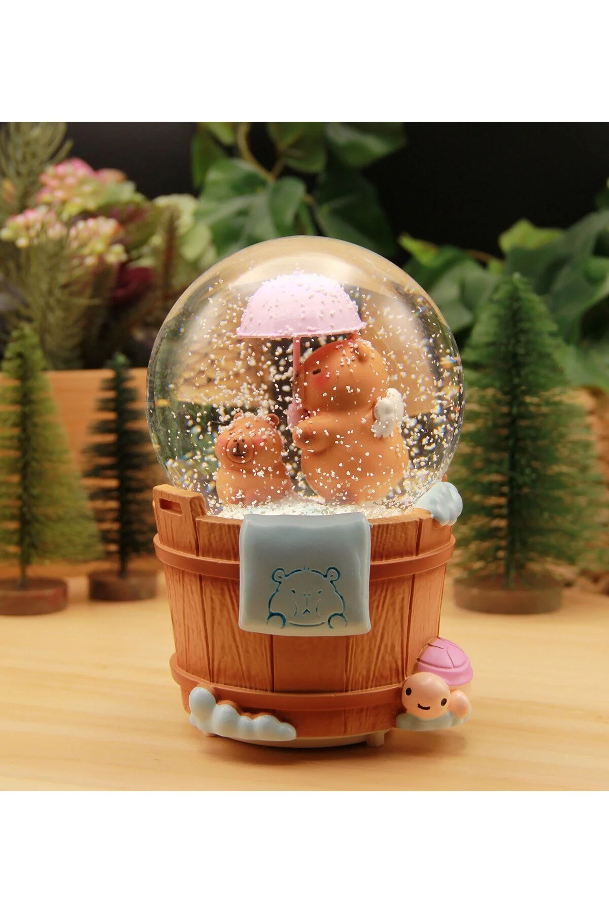 گوی برفی CAPYBARA MEGA SIZE SNOW GLOBE با موتور چتر چراغ ها و موسیقی A از ترکیه HEDİYEBİZİZ