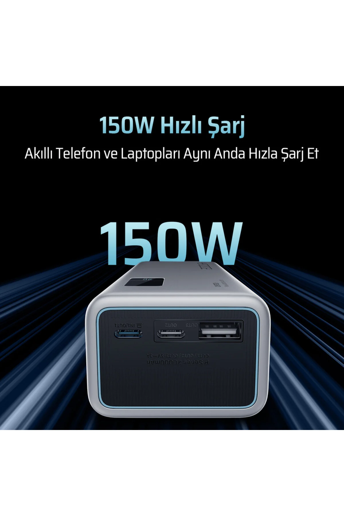 پاوربانک 15 20000 میلی آمپر ساعت 150 وات PD3.1 شارژ سریع | 3 پورت LED صفحه نمایش لپ تاپ آیفون سامسونگ Cuktech