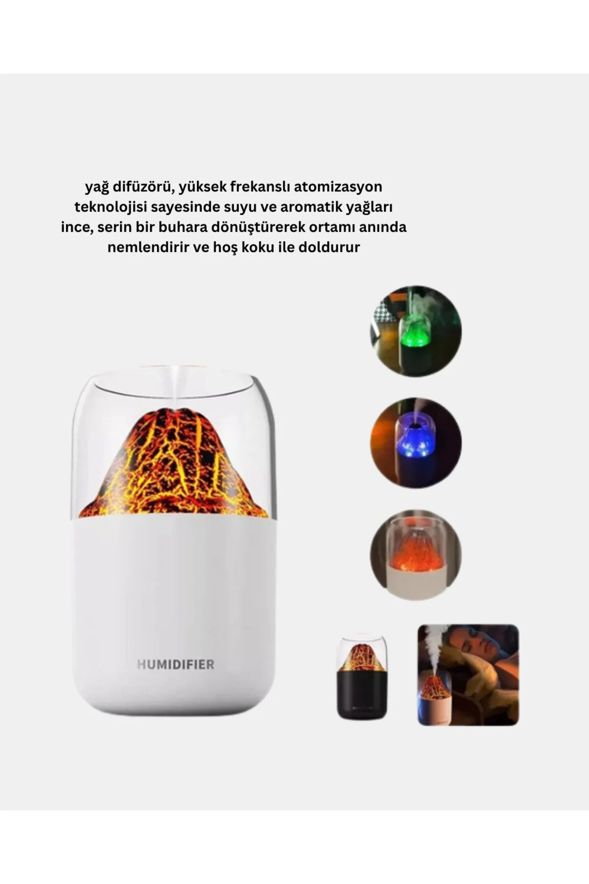 دستگاه بخور پخش کننده روغن ضروری اولتراسونیک FLAME EFFECT با مخزن آب 280 میلی لیتری و عملکرد بی صدا Eco Lounge