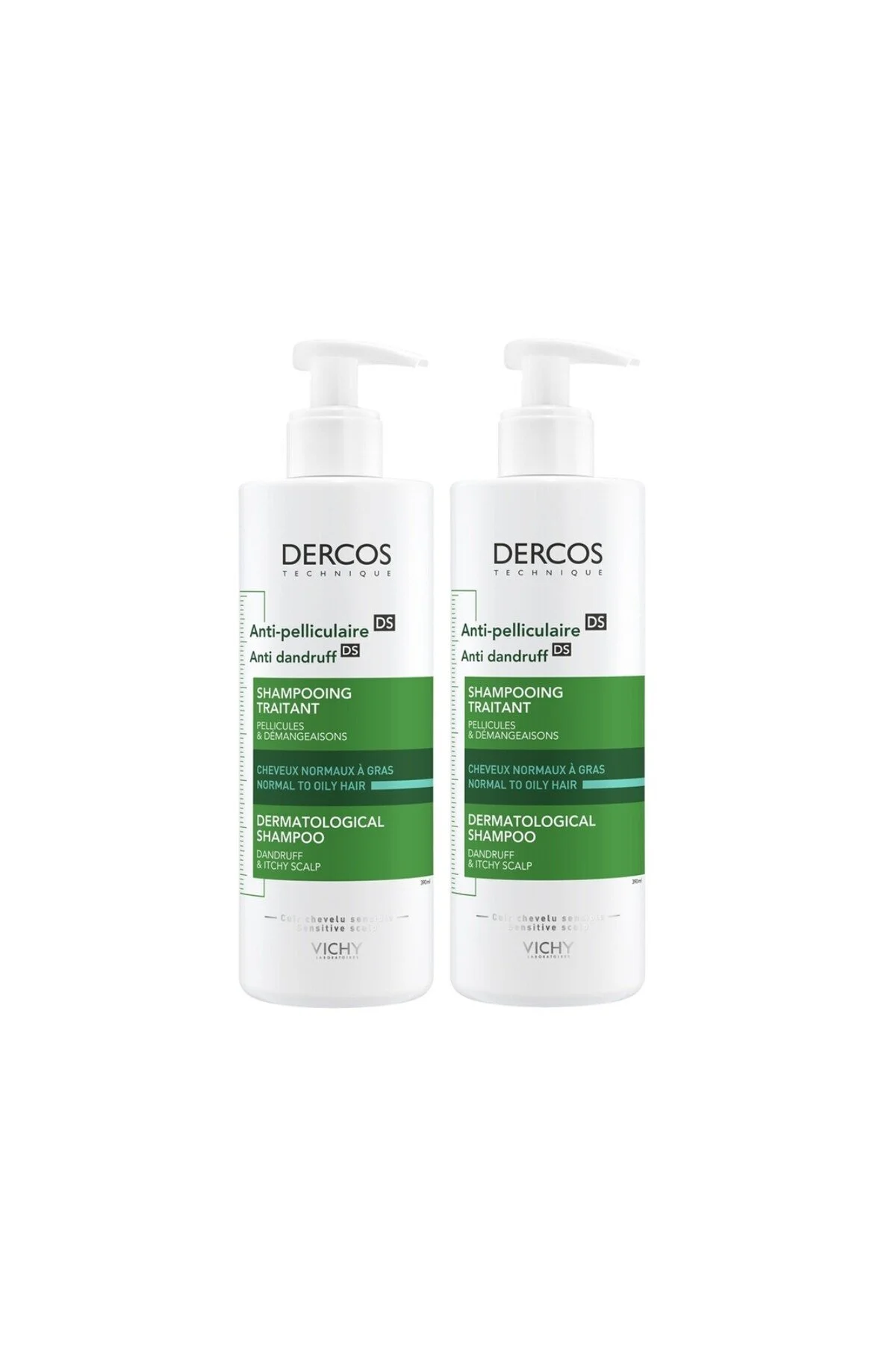 شامپو مردانه و زنانه 2 ویشی Dercos روغن پوست سر خود را مخصوص ضد دیندرف 390ml Vichy